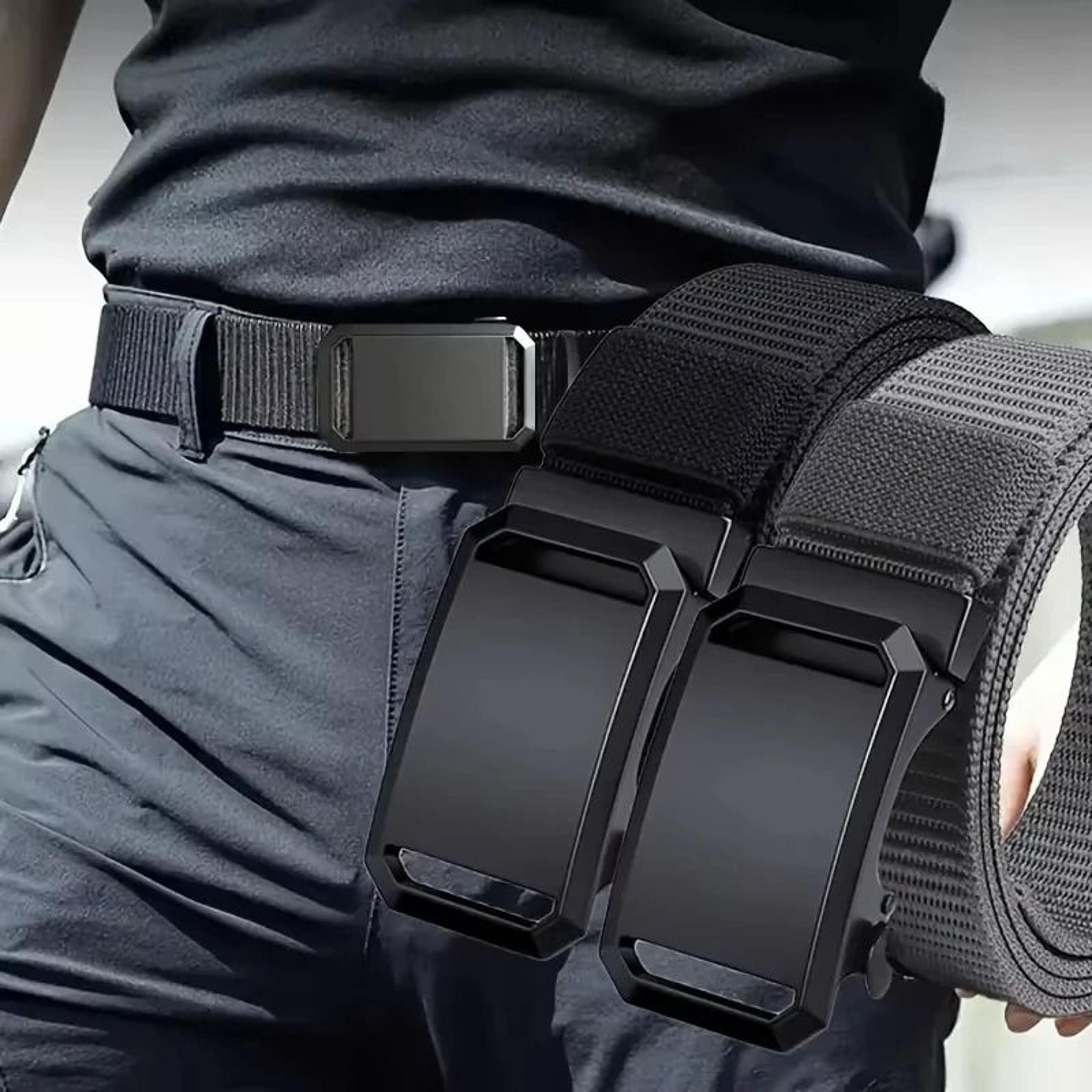 heavy duty canvas tactical waist belt automatic lock buckle outdoor workwear strap
