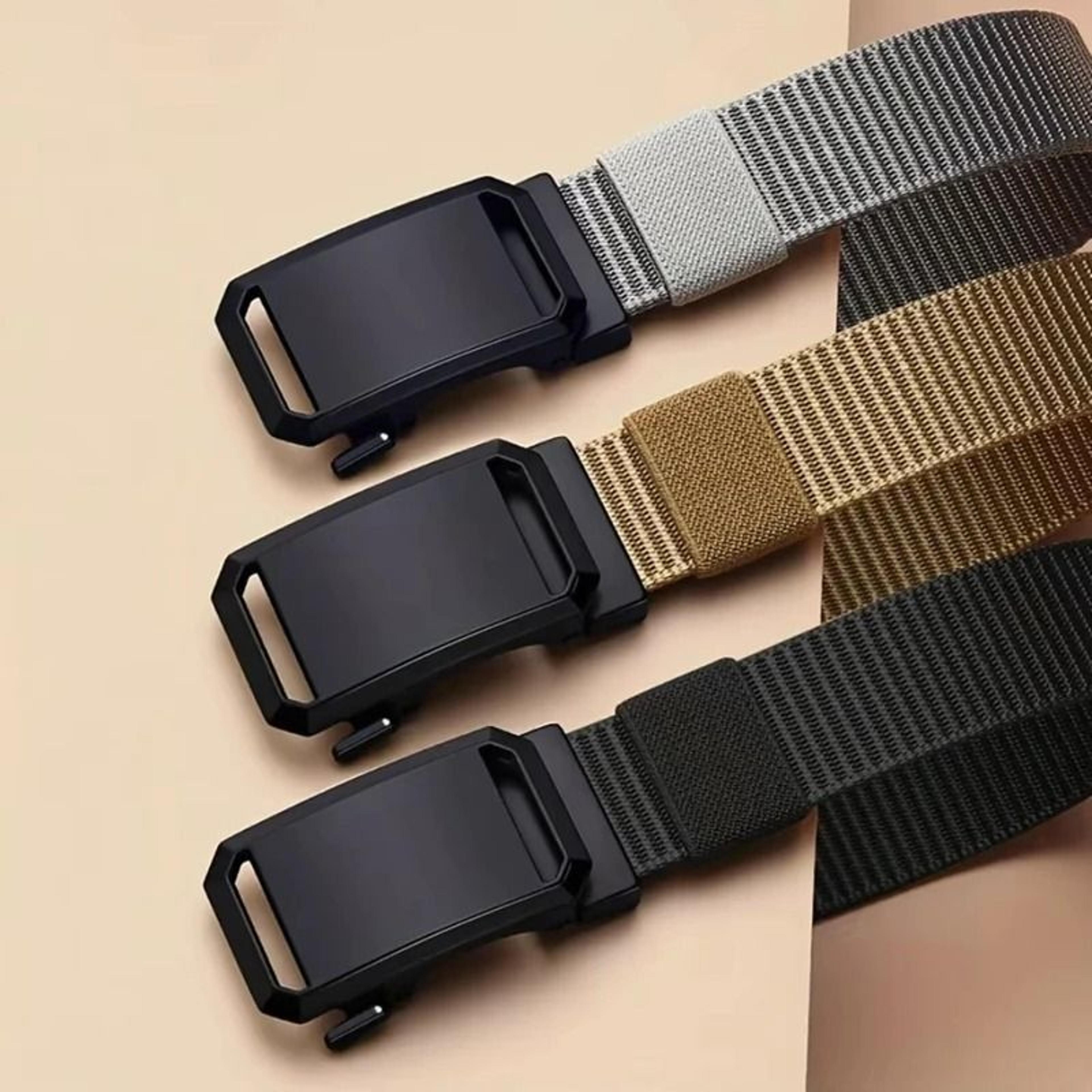 Heavy Duty Canvas Tactical Waist Belt Automatic Lock Buckle Outdoor Workwear Strap 3