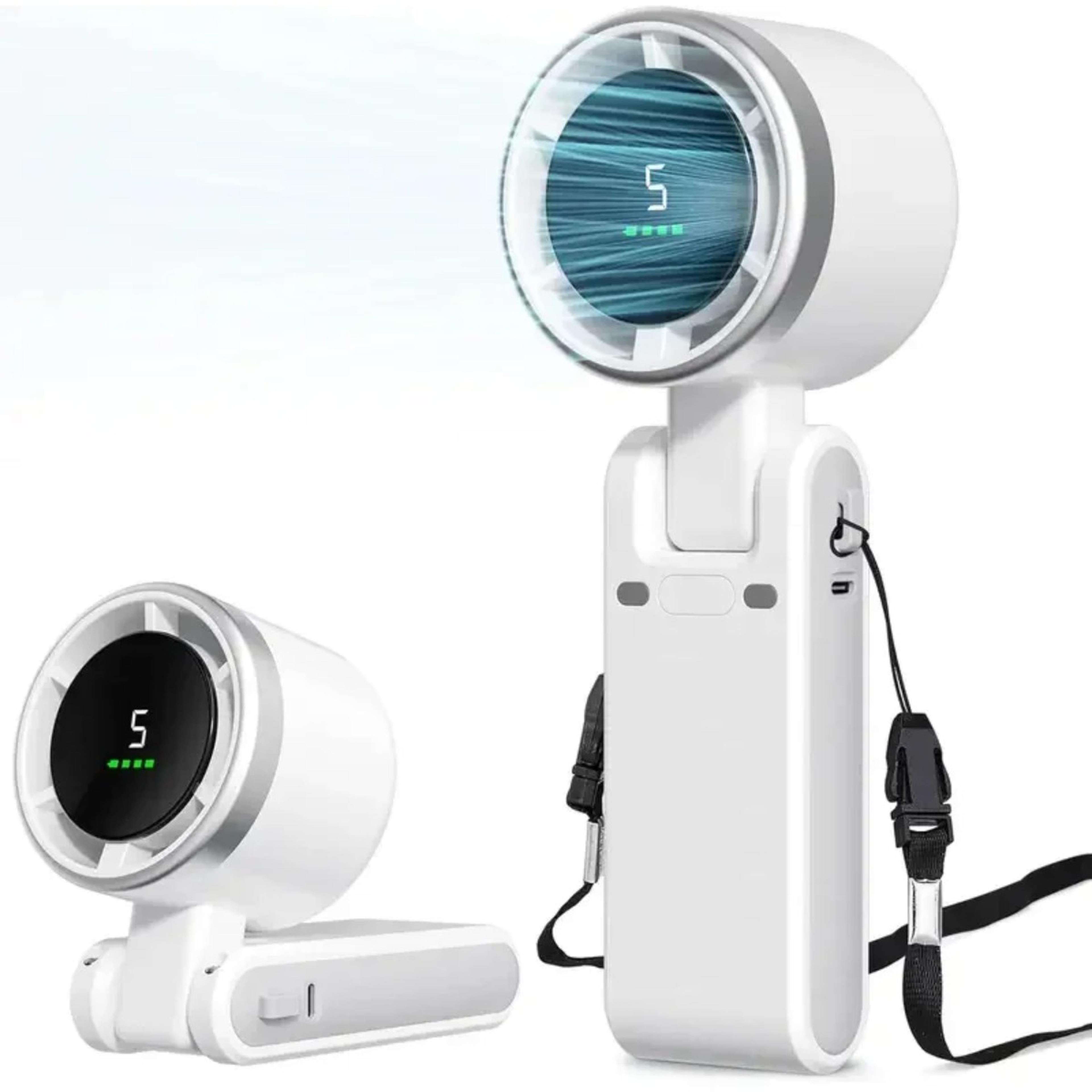 Mini High Speed Handheld Fan Rechargeable Foldable Turbo Fan With Digital Display 1