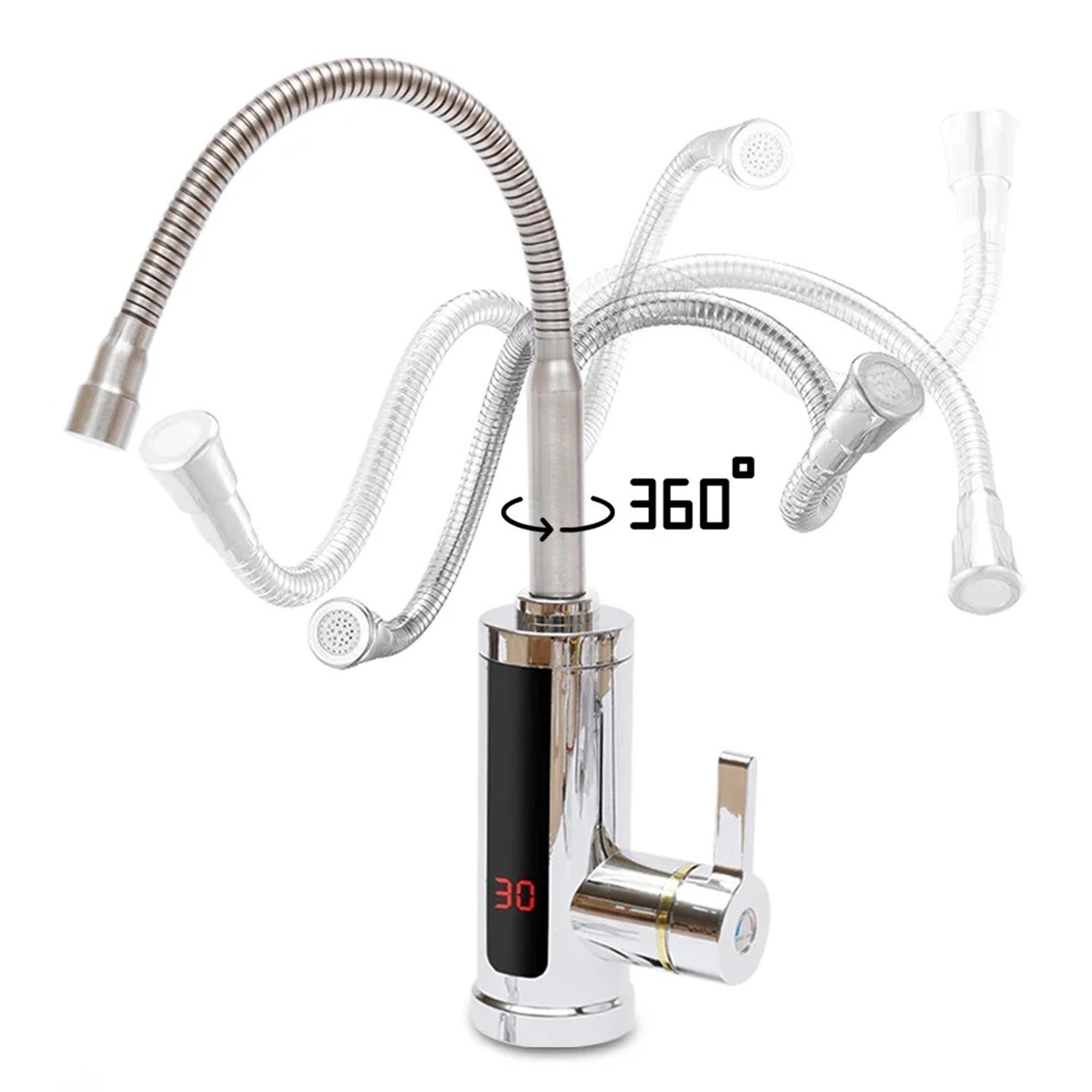 instant electric faucet heater with lcd display and rotating hot water tap
