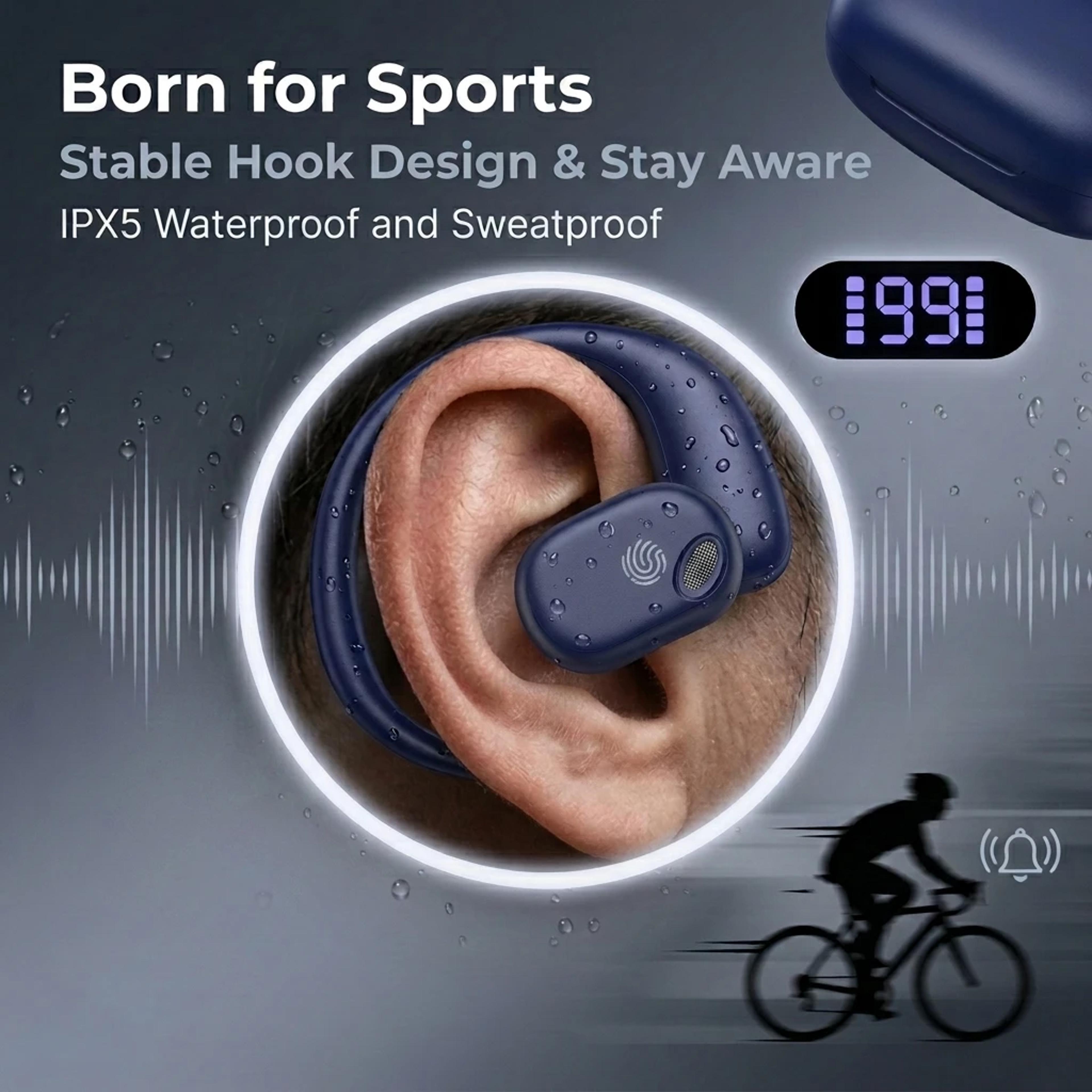 OpenFit OWS Bluetooth Open Ear Earbuds With Digital Charging Case 4