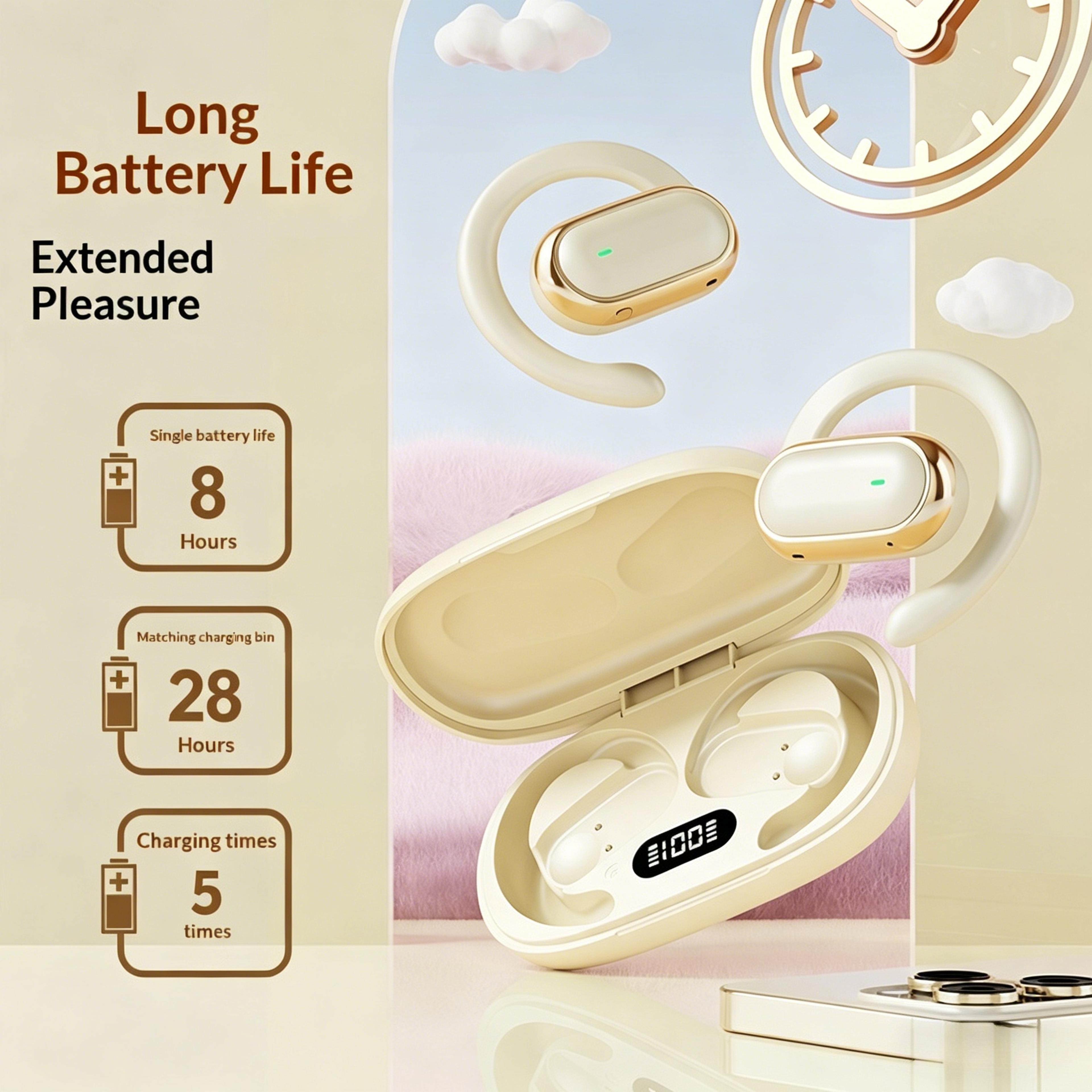 Open Ear Wireless Earhook Headphones Bluetooth With LED Power Display 4