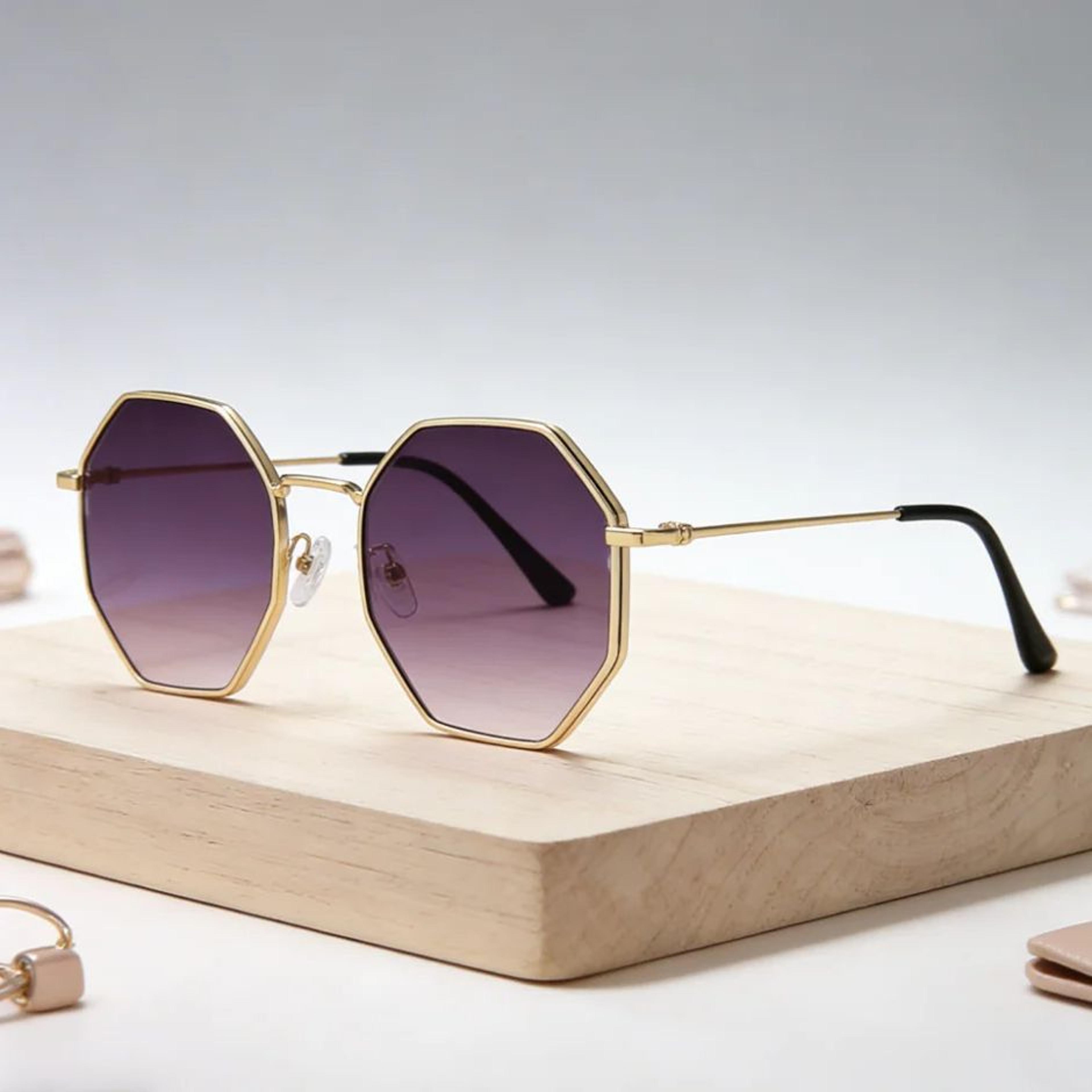 Vintage Polygon Sunglasses With Mirrored Lenses And Metal Frame 8