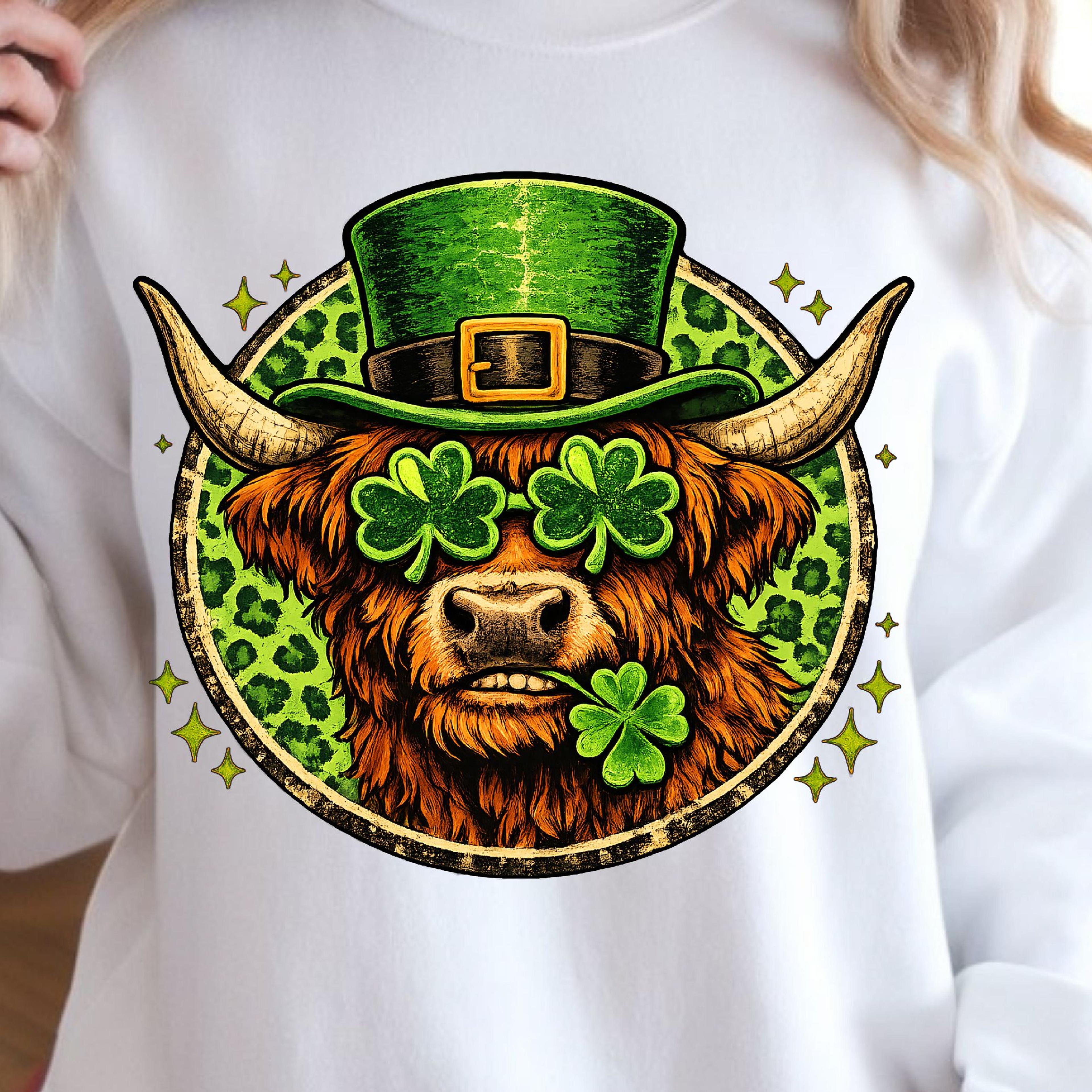 St Patricks Cow Shirt Shamrock Cow TShirt Funny Irish Humor Tee 3
