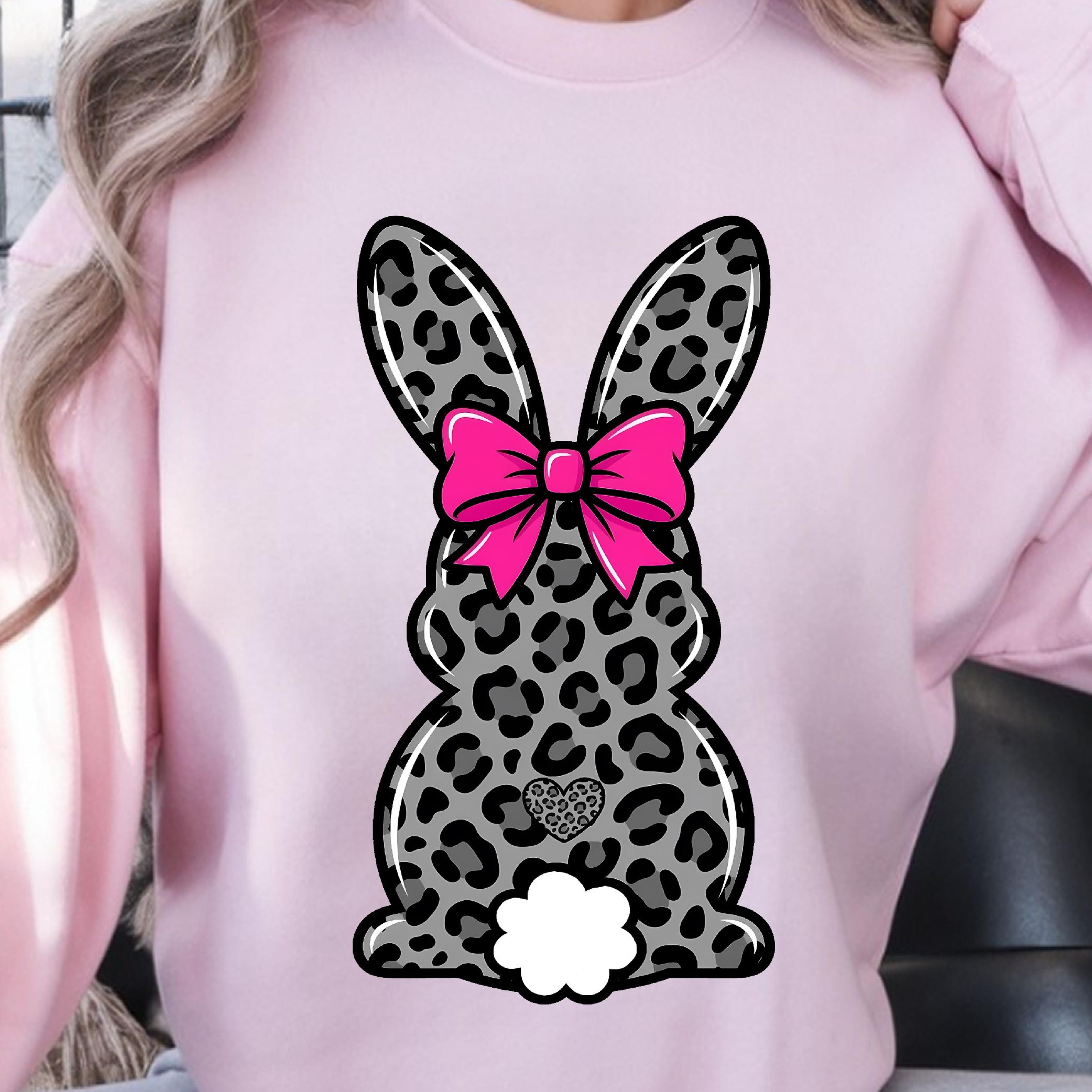 leopard easter bunny shirt, spring leopard bunny t-shirt, bow detail tee