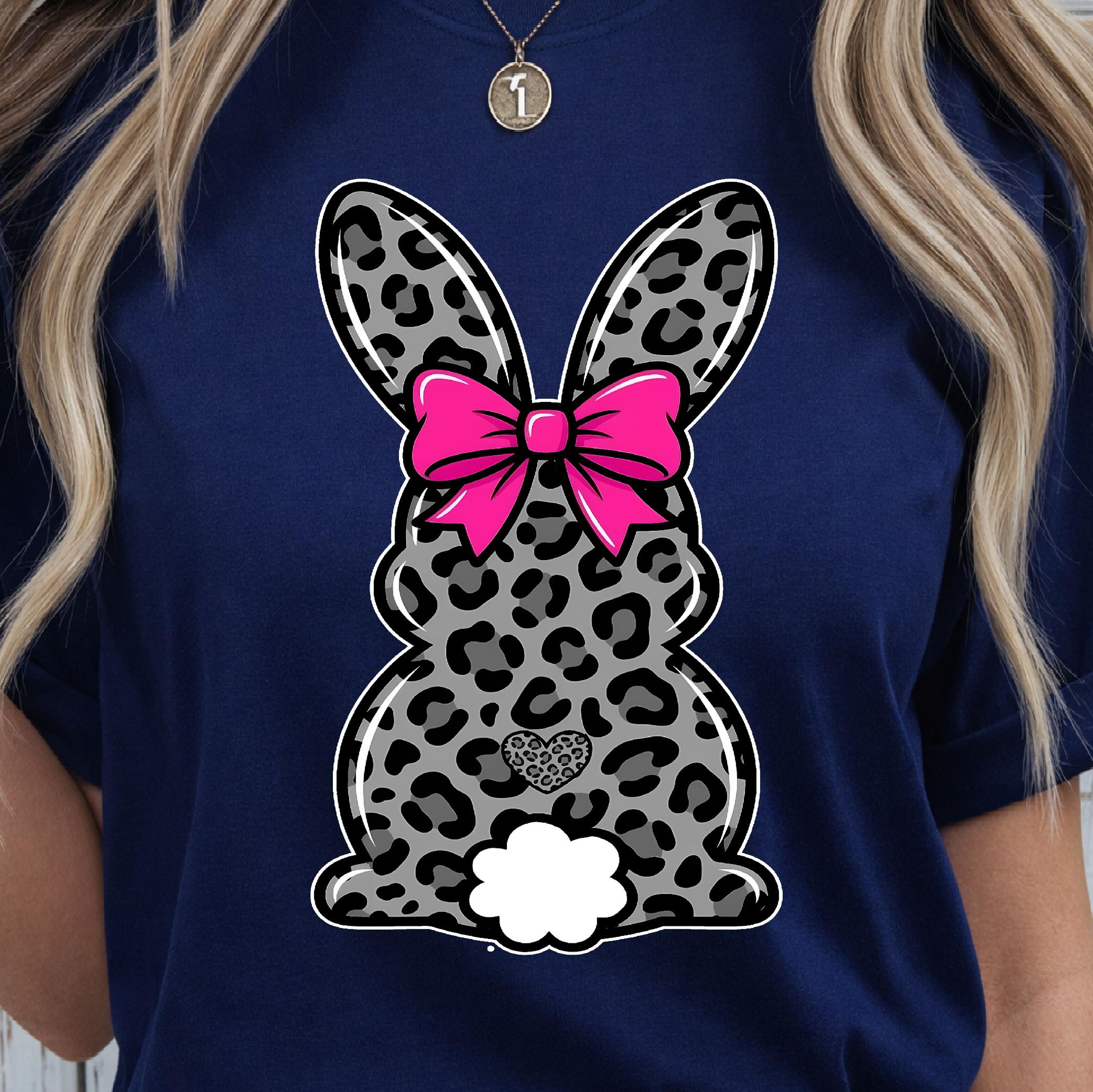 Leopard Easter Bunny Shirt Spring Leopard Bunny TShirt Bow Detail Tee 1