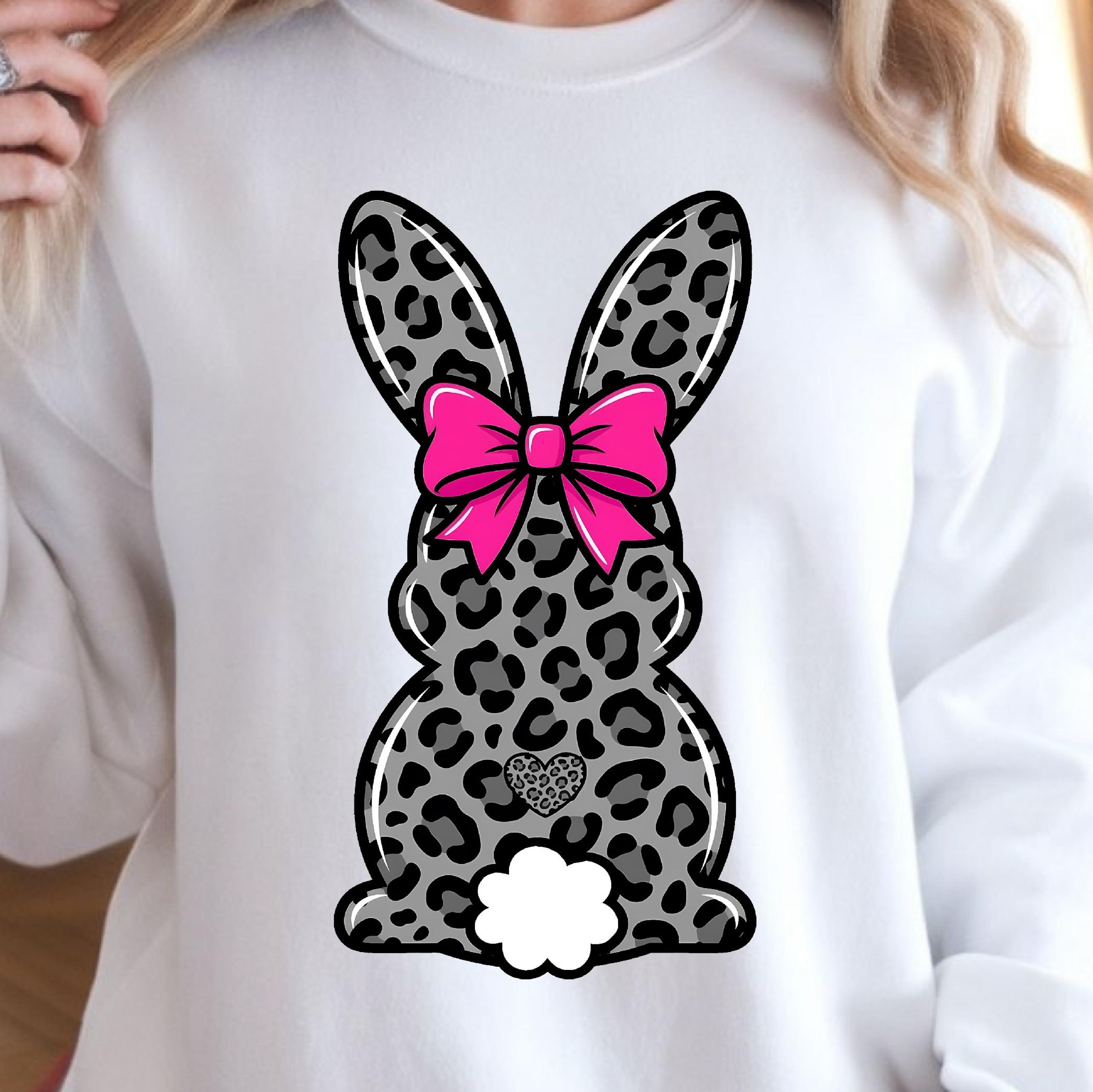 Leopard Easter Bunny Shirt Spring Leopard Bunny TShirt Bow Detail Tee 2