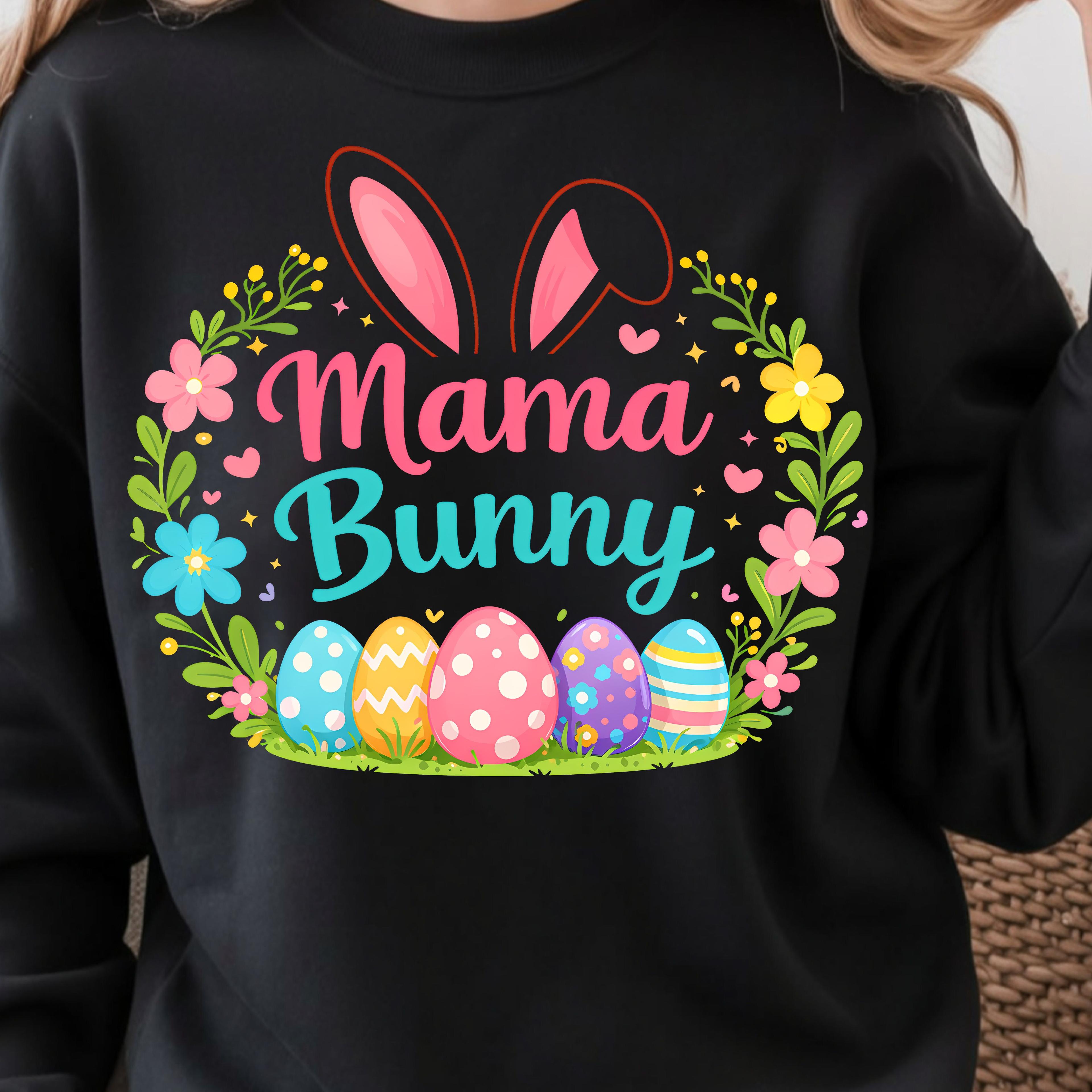 bunny mama easter shirt – cute bunny ear & easter eggs floral spring t-shirt