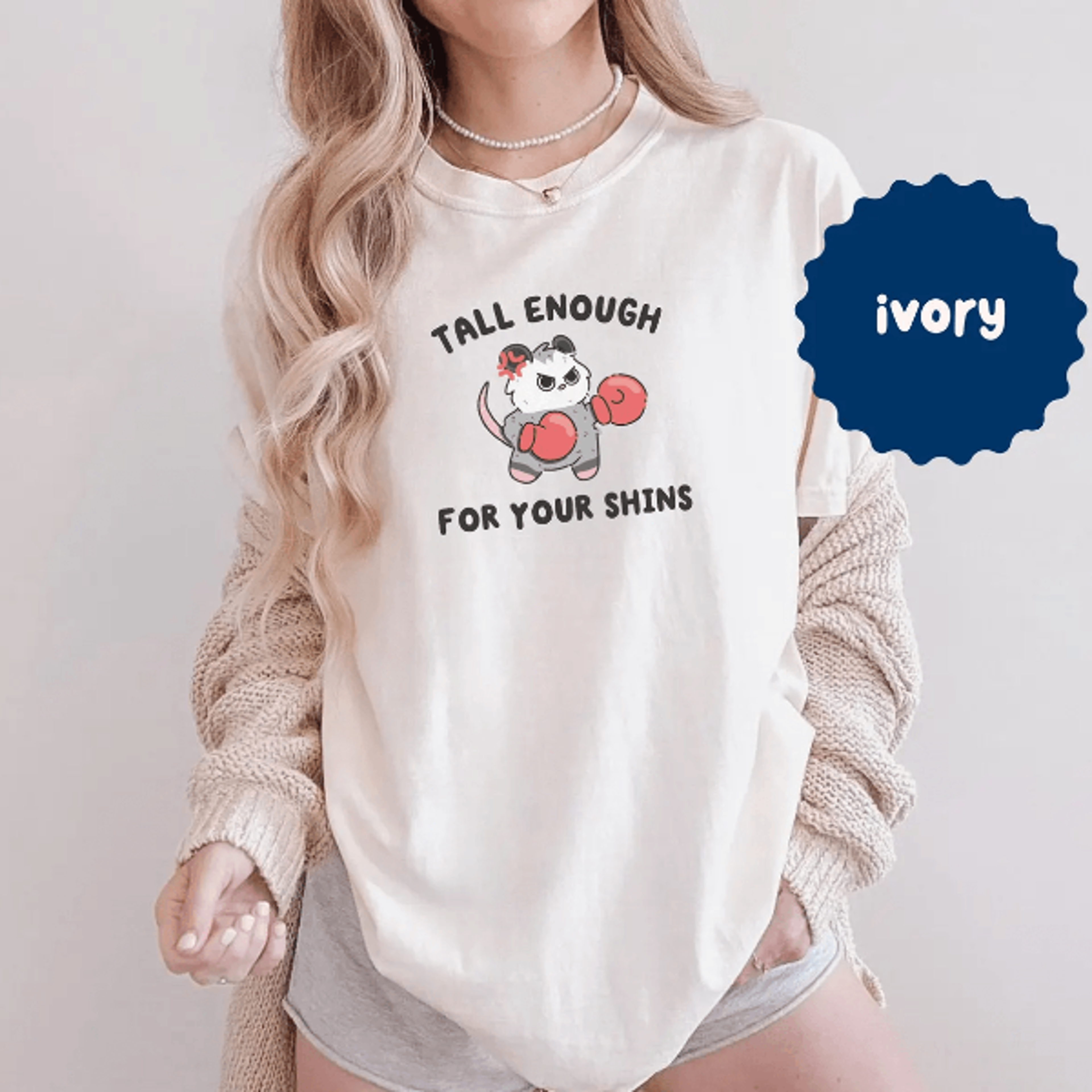 tall enough for your shins funny possum shirt tee