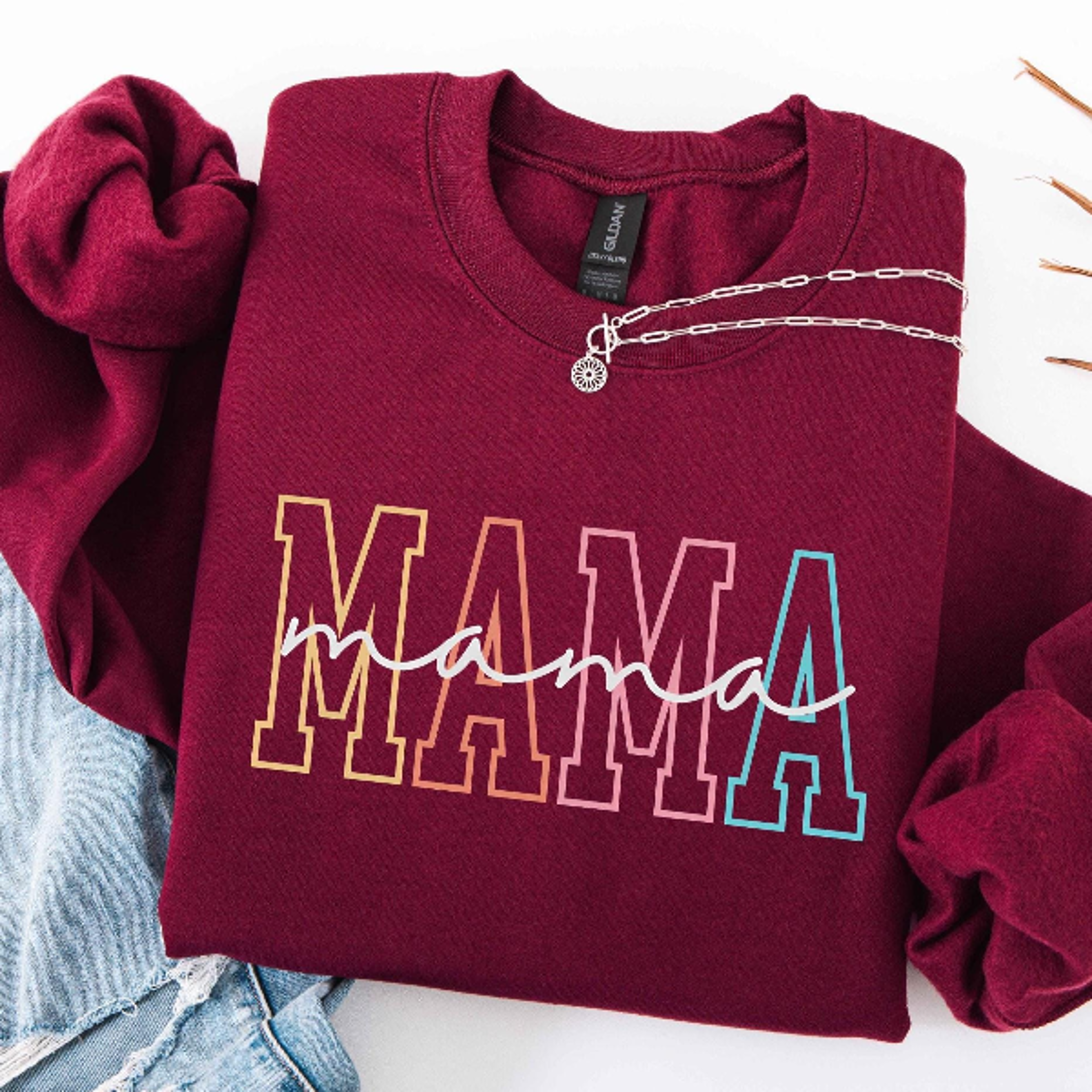 retro mama crewneck sweatshirt – cozy floral mama sweater, cute mother's day gift for new moms