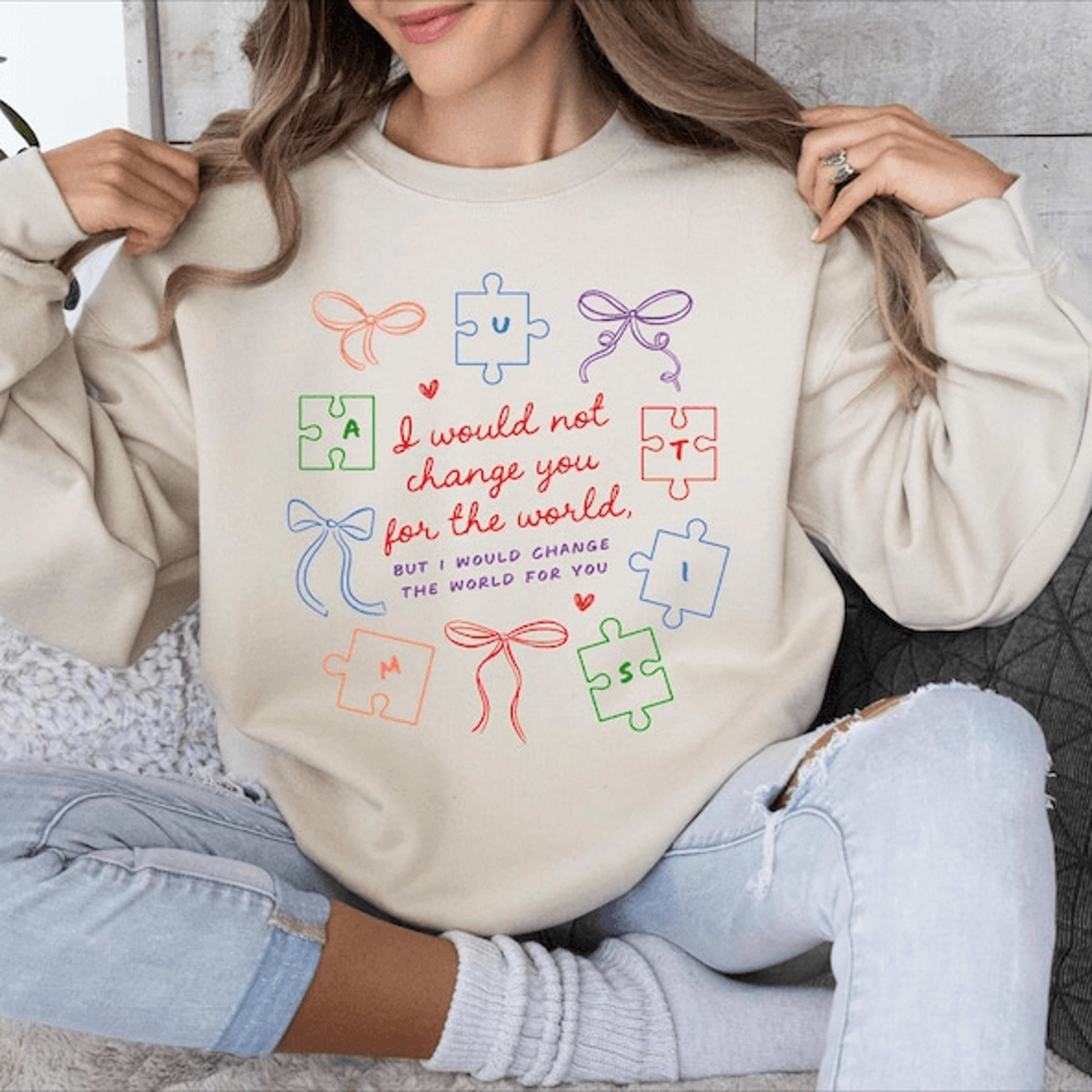 autism mom sweatshirt puzzle piece awareness crewneck gift