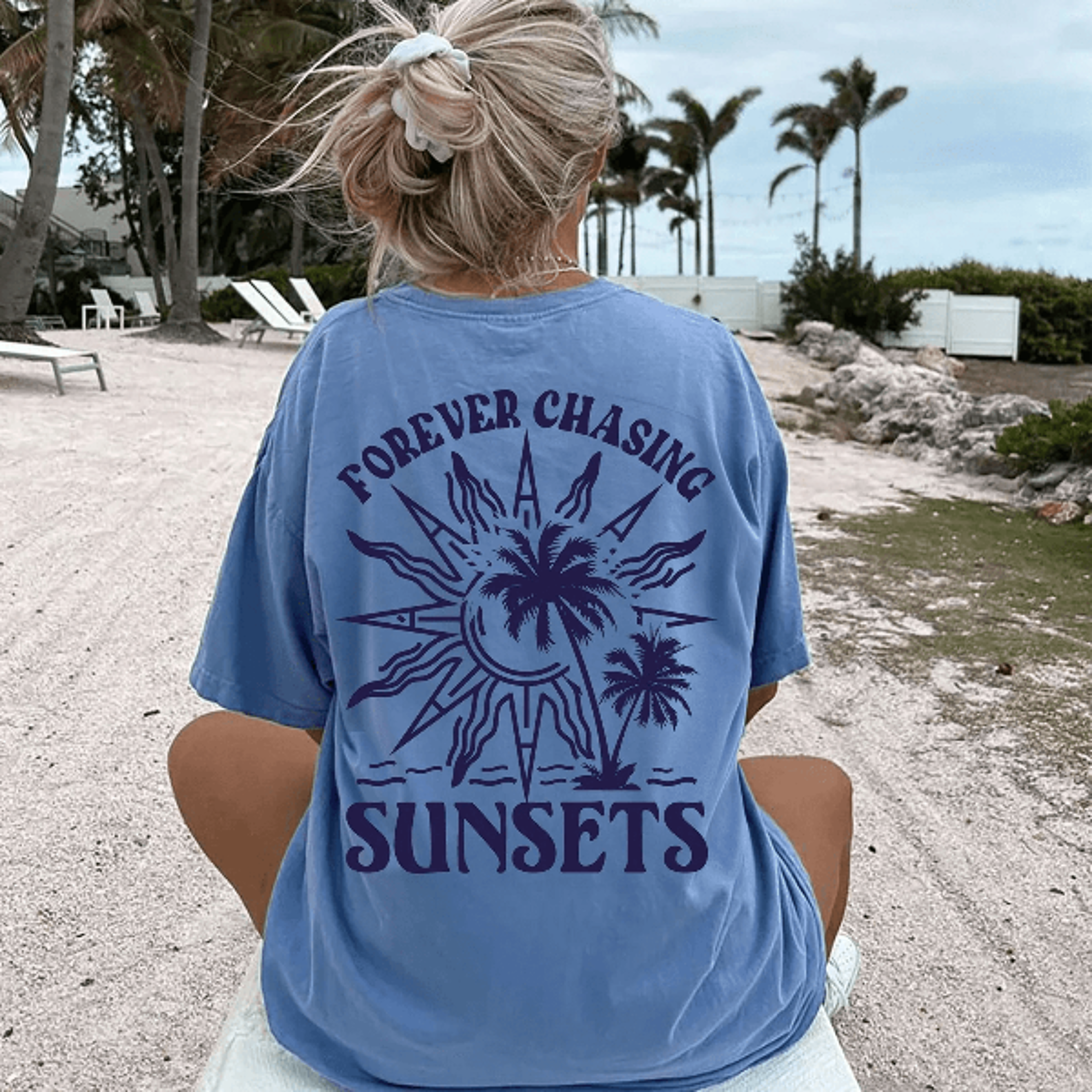 coconut girl sunset beach t-shirt