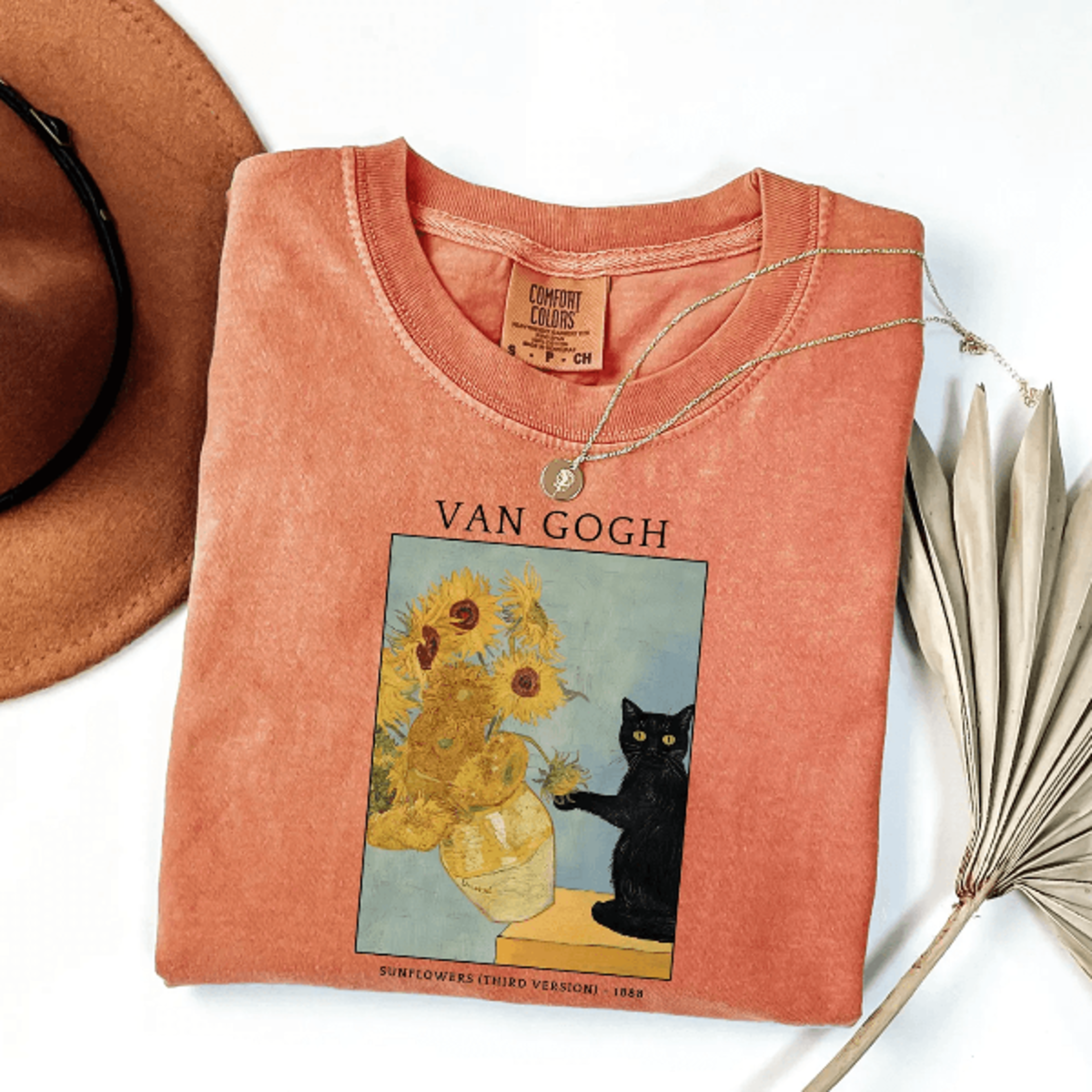 van gogh cat shirt comfort colors tee
