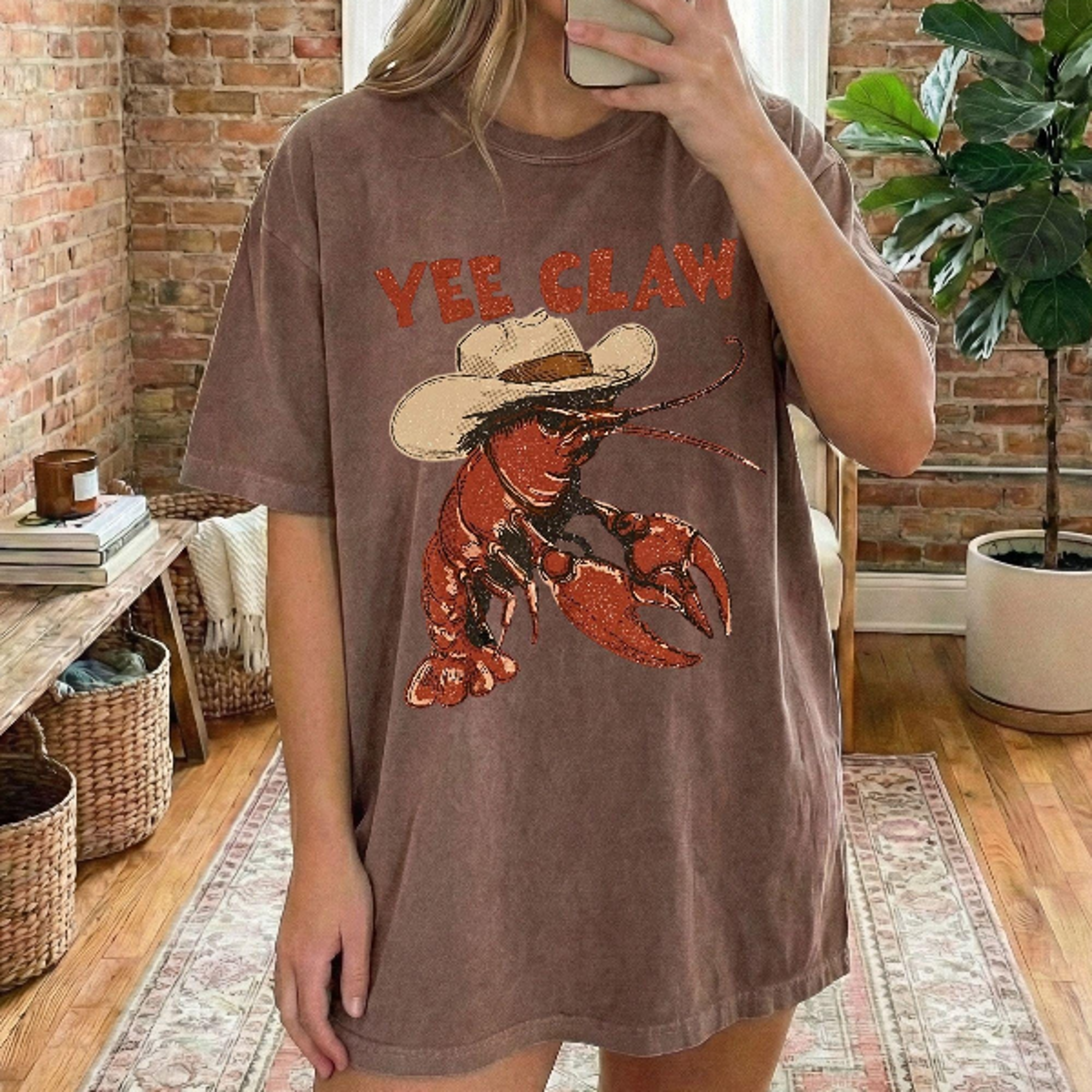yee claw shirt funny cowboy crab western graphic tee country humor gift