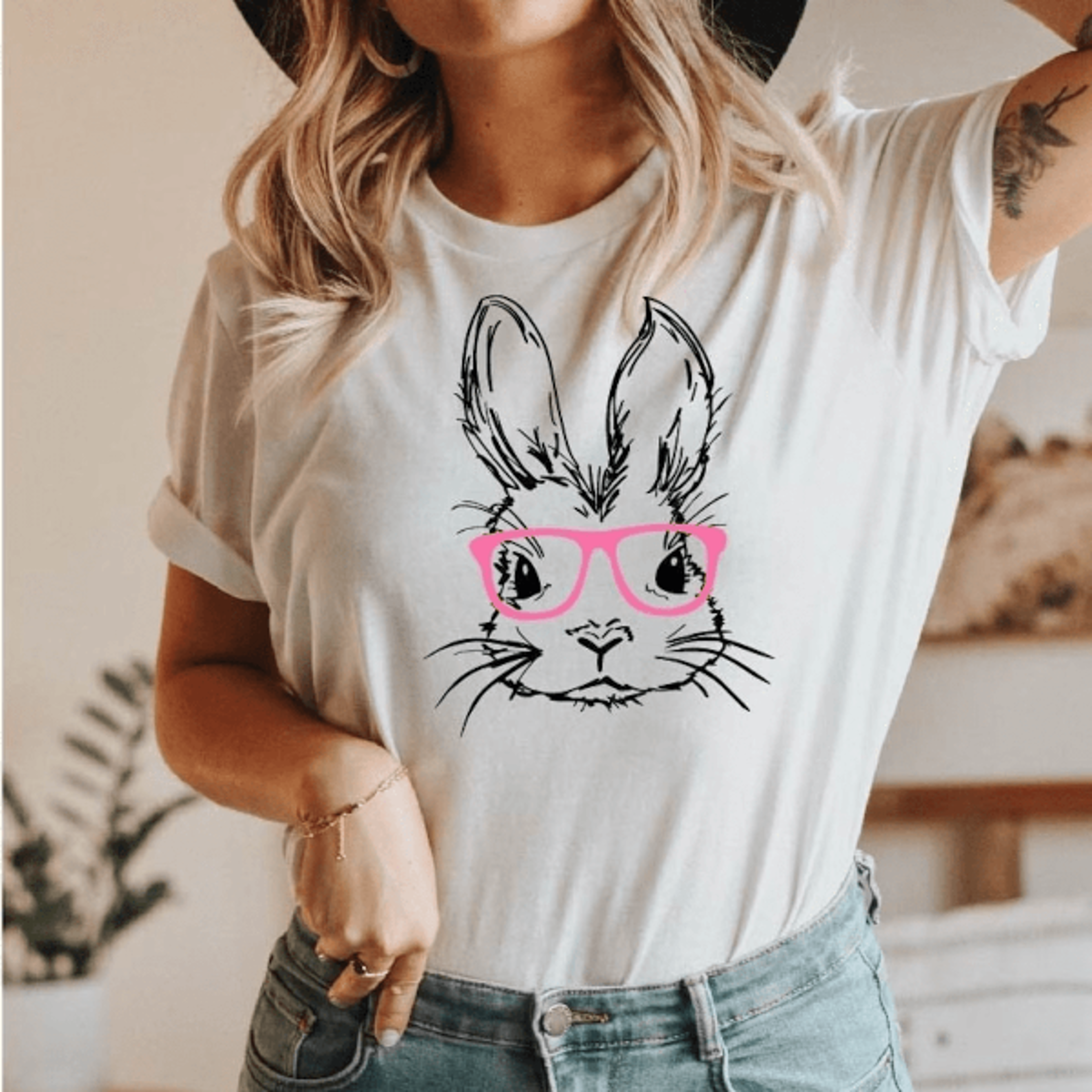 bunny with glasses shirt floral rabbit tee – cute easter bunny spring t-shirt for animal lovers