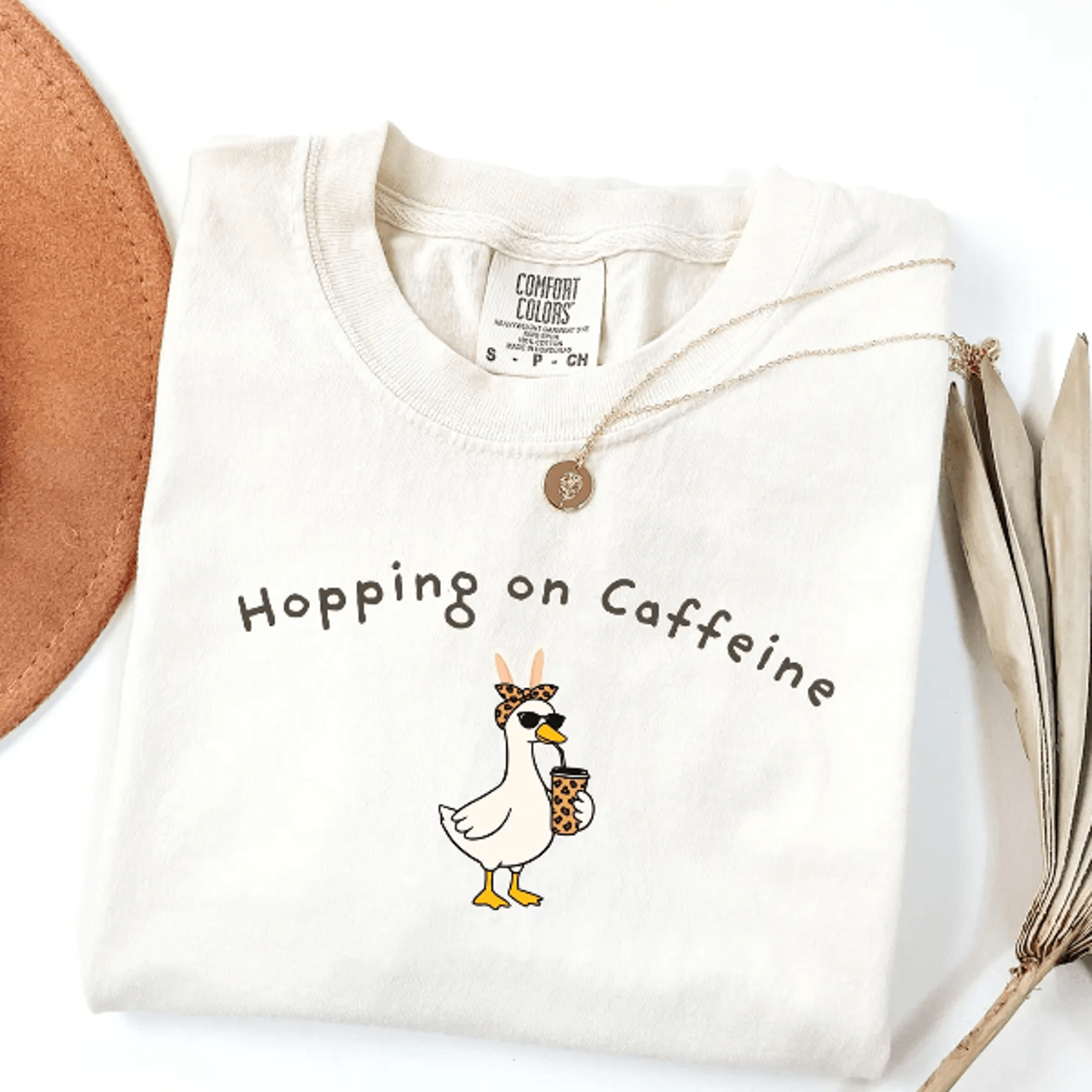 hopping on caffeine easter goose shirt – funny coffee lover spring aesthetic comfort colors tee