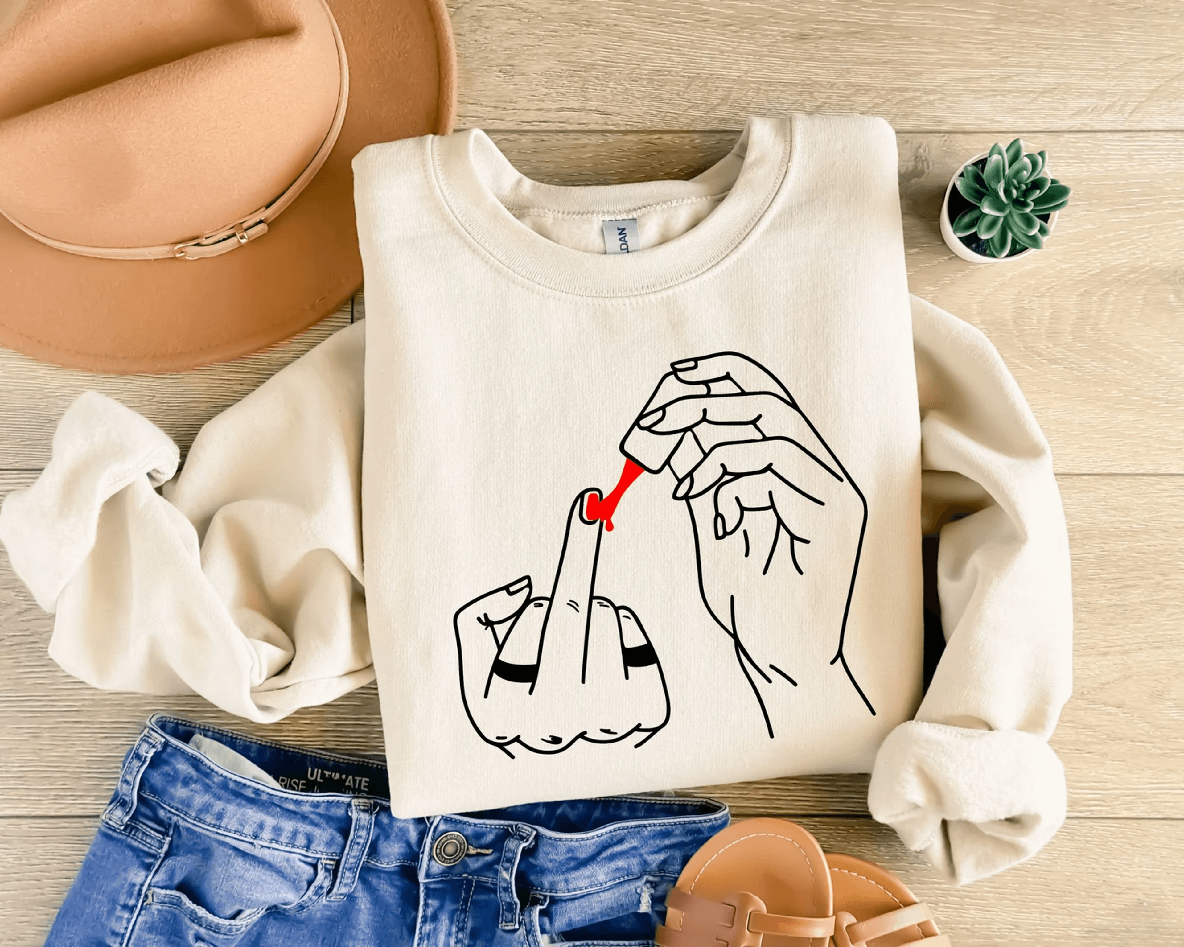 organic cotton feminist t-shirt – girl power nail polish graphic tee, trendy feminism shirt for women