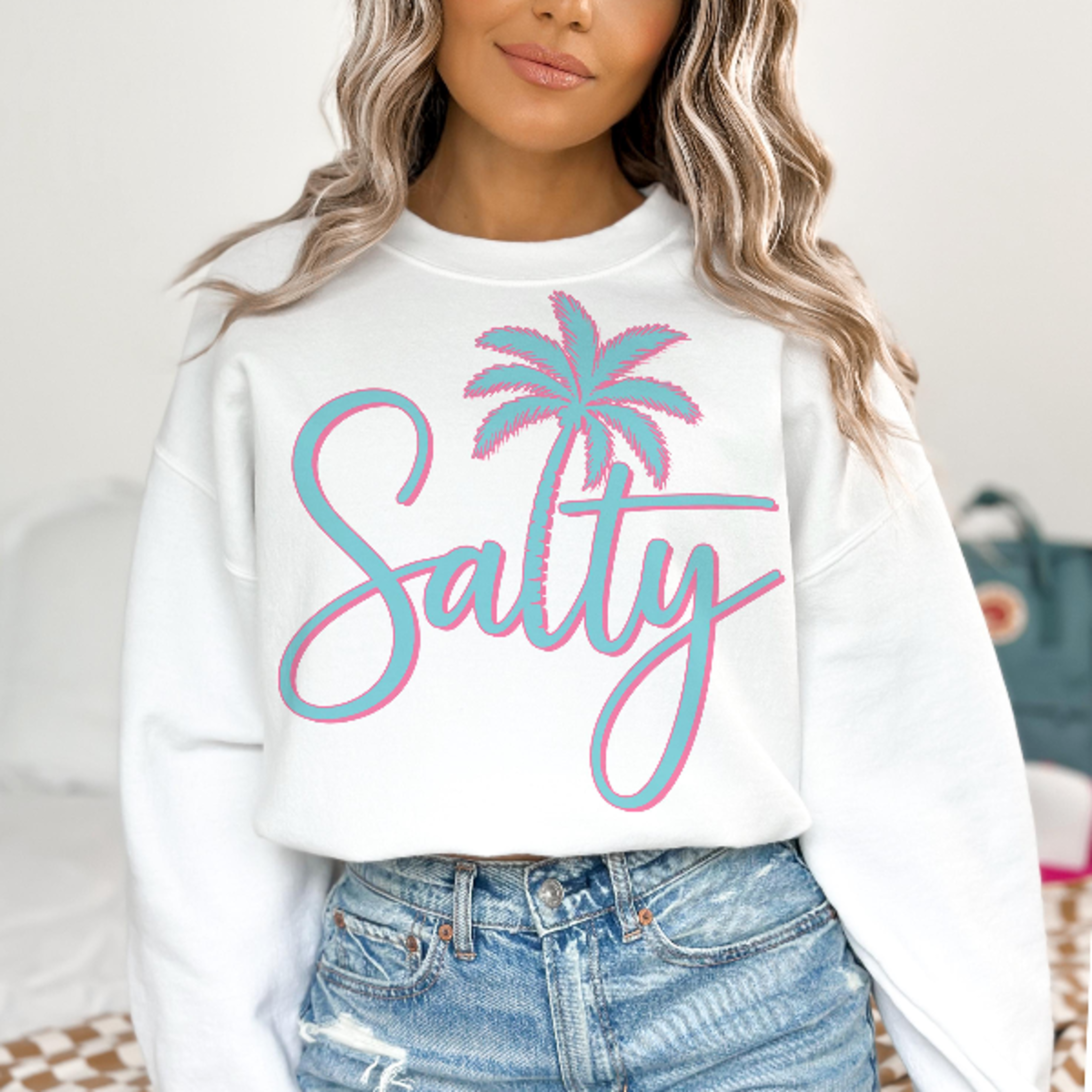 salty sweatshirt coastal beach graphic pullover summer vibes crewneck gift