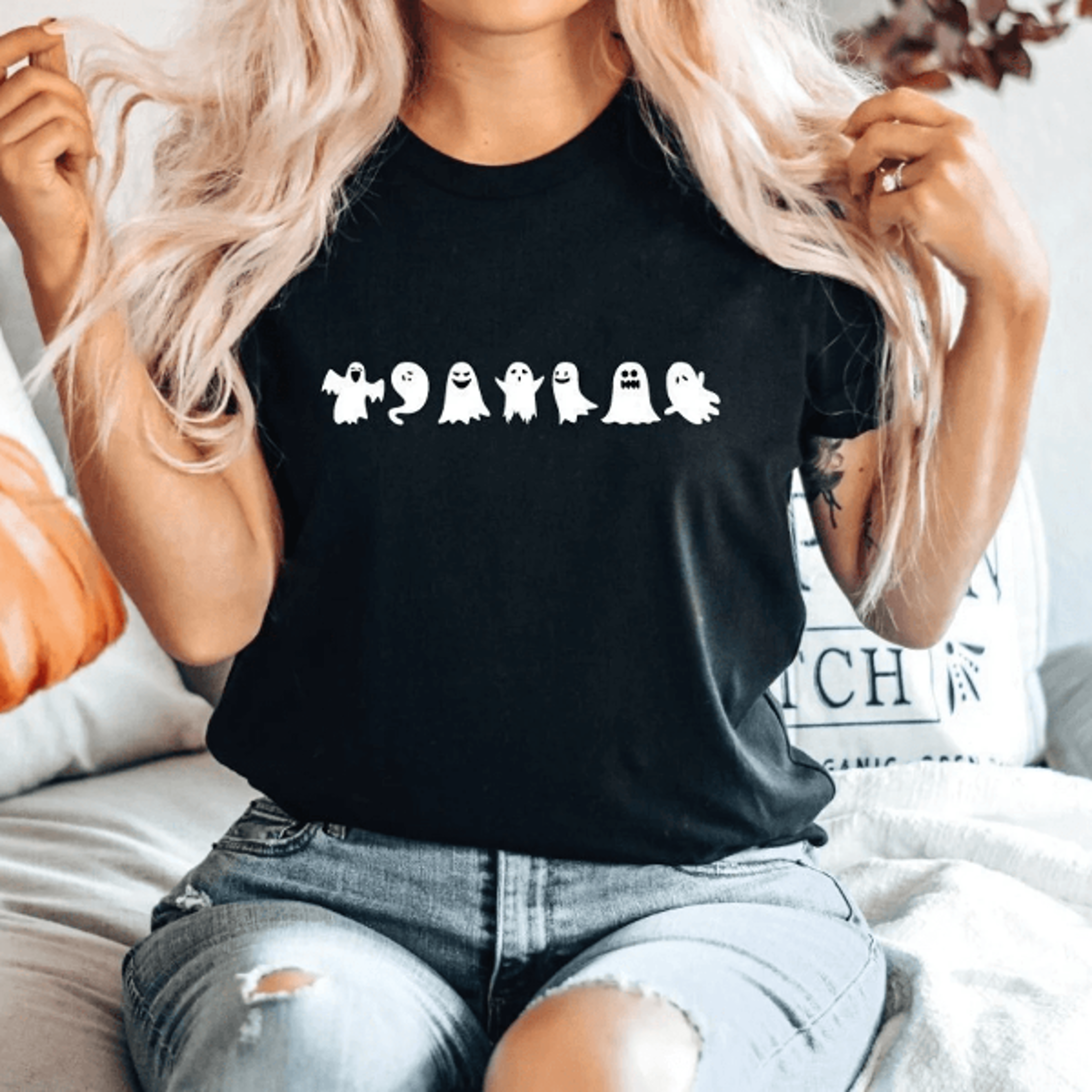 ghost horror halloween shirt – scary witch skeleton vampire graphic tee spooky halloween top