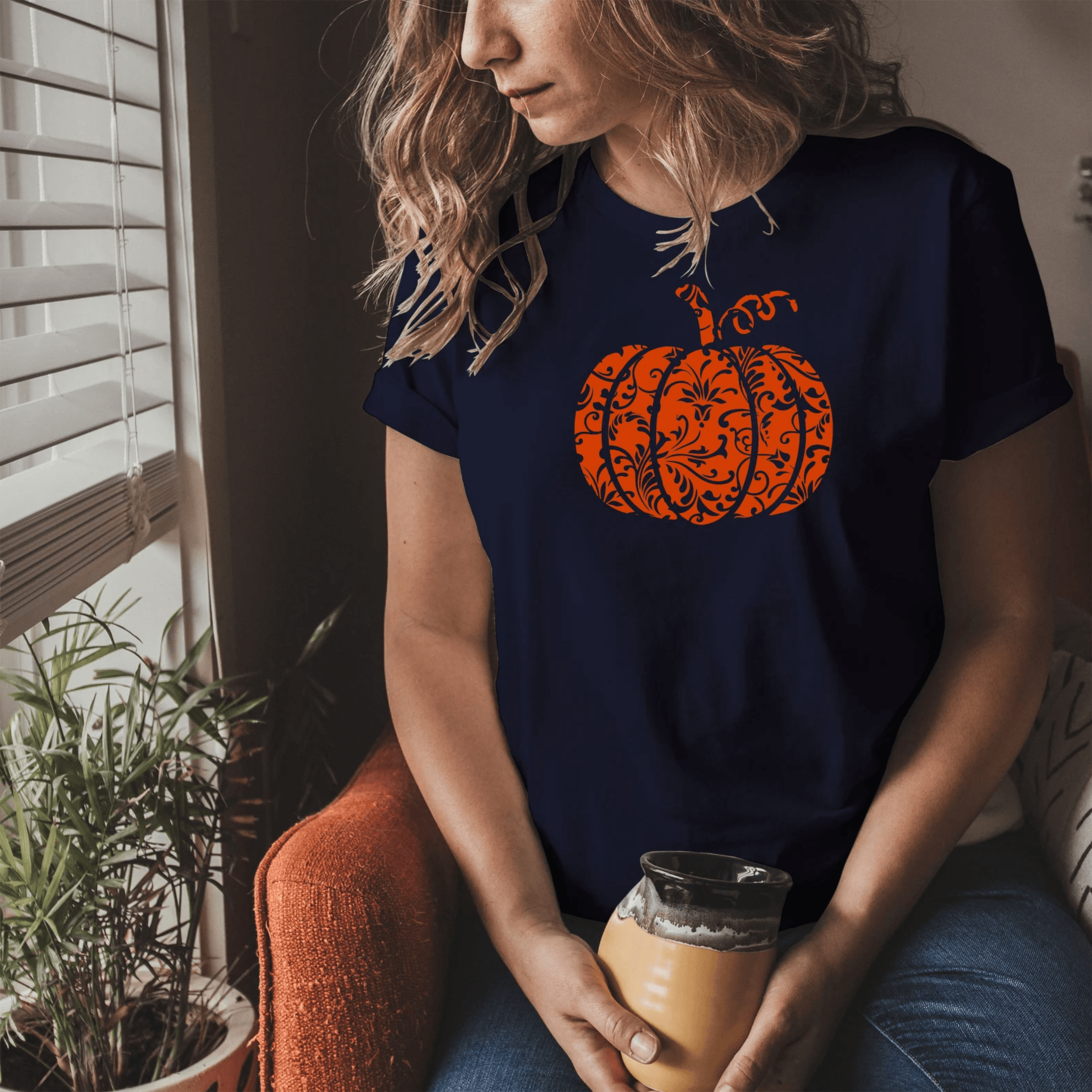 floral pumpkin halloween shirt – vintage fall aesthetic graphic tee cute autumn gift for women