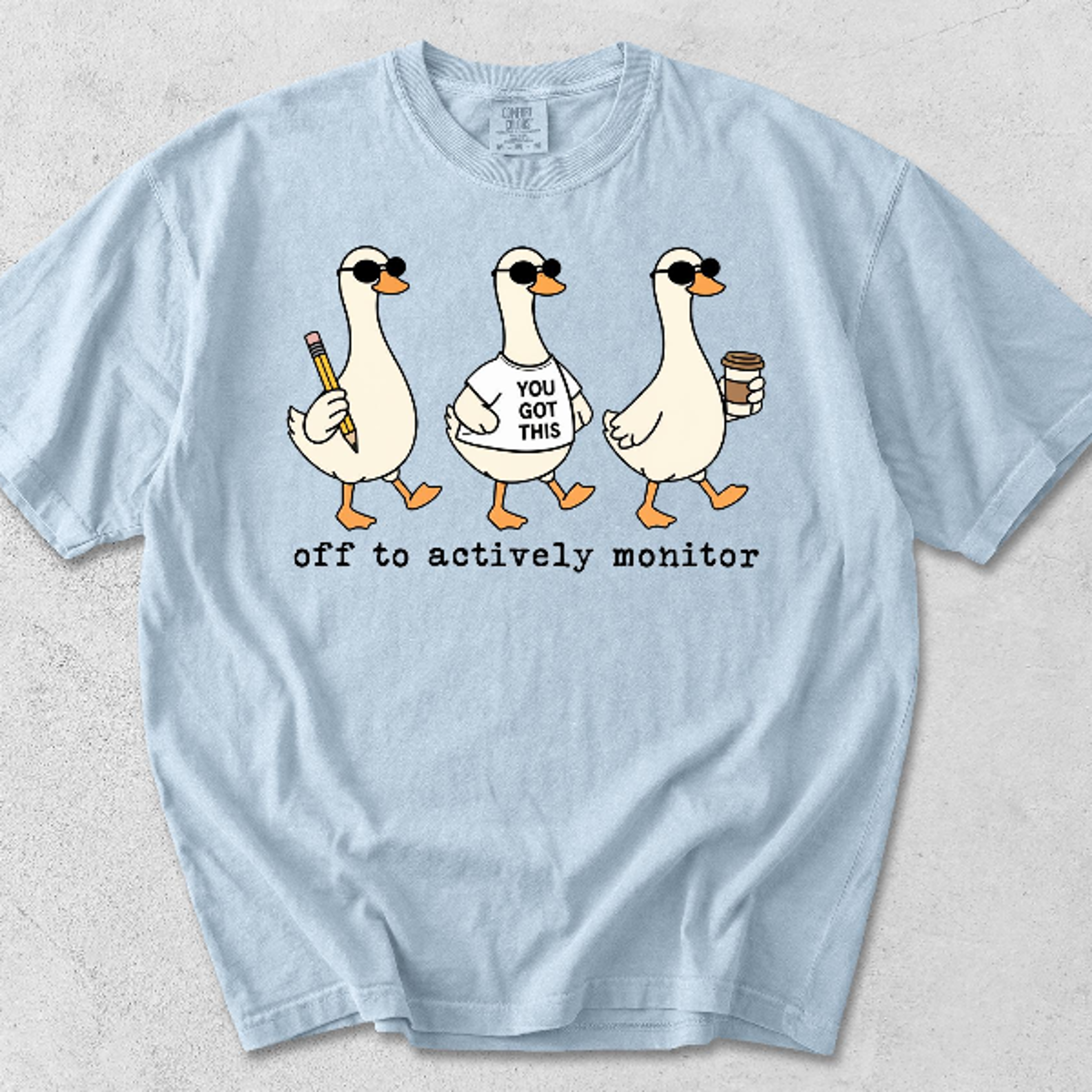 off to actively monitor shirt funny goose graphic tee sarcastic humor gift