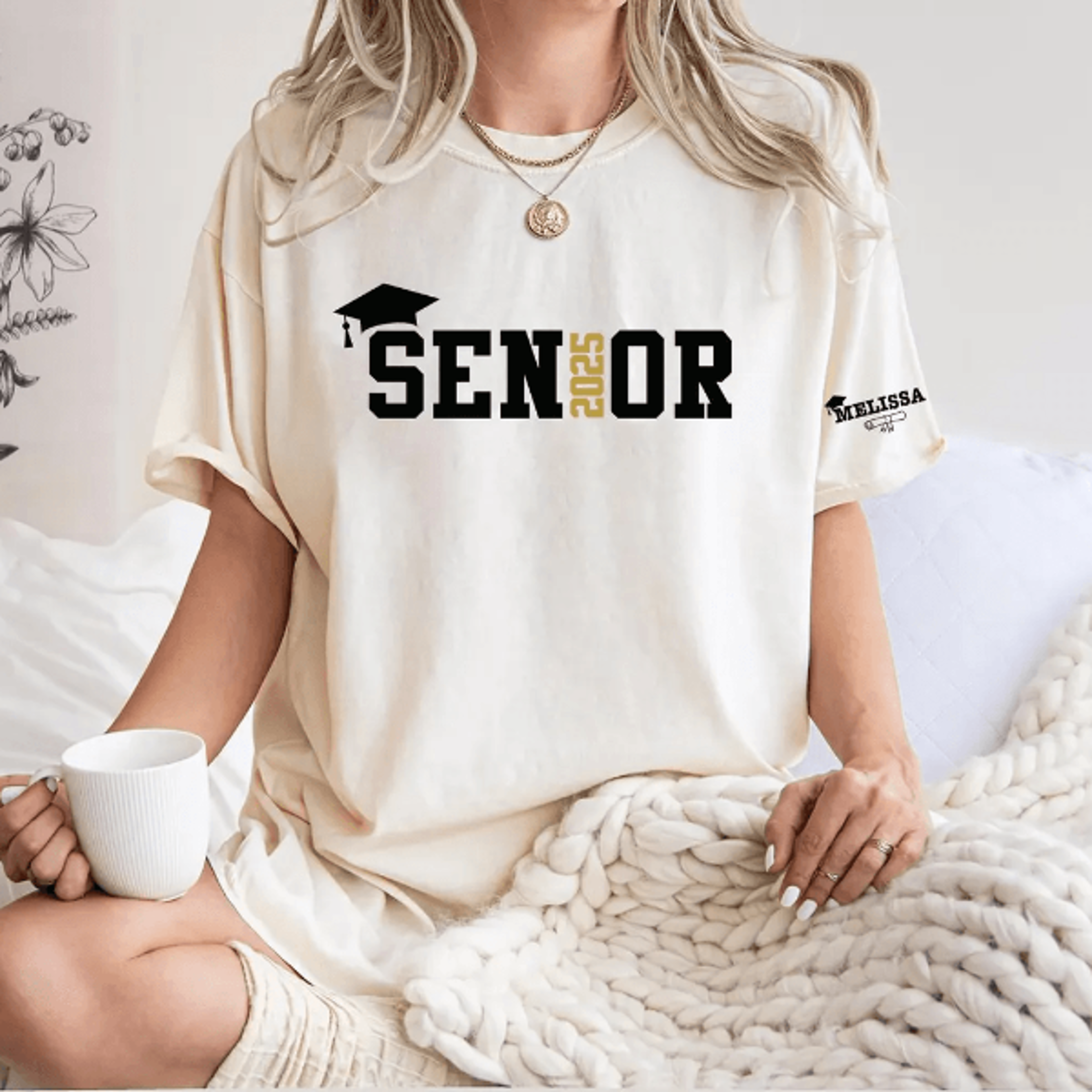 custom senior 2025 shirt comfort colors personalized graduation shirt name sleeve class of 2025 tee