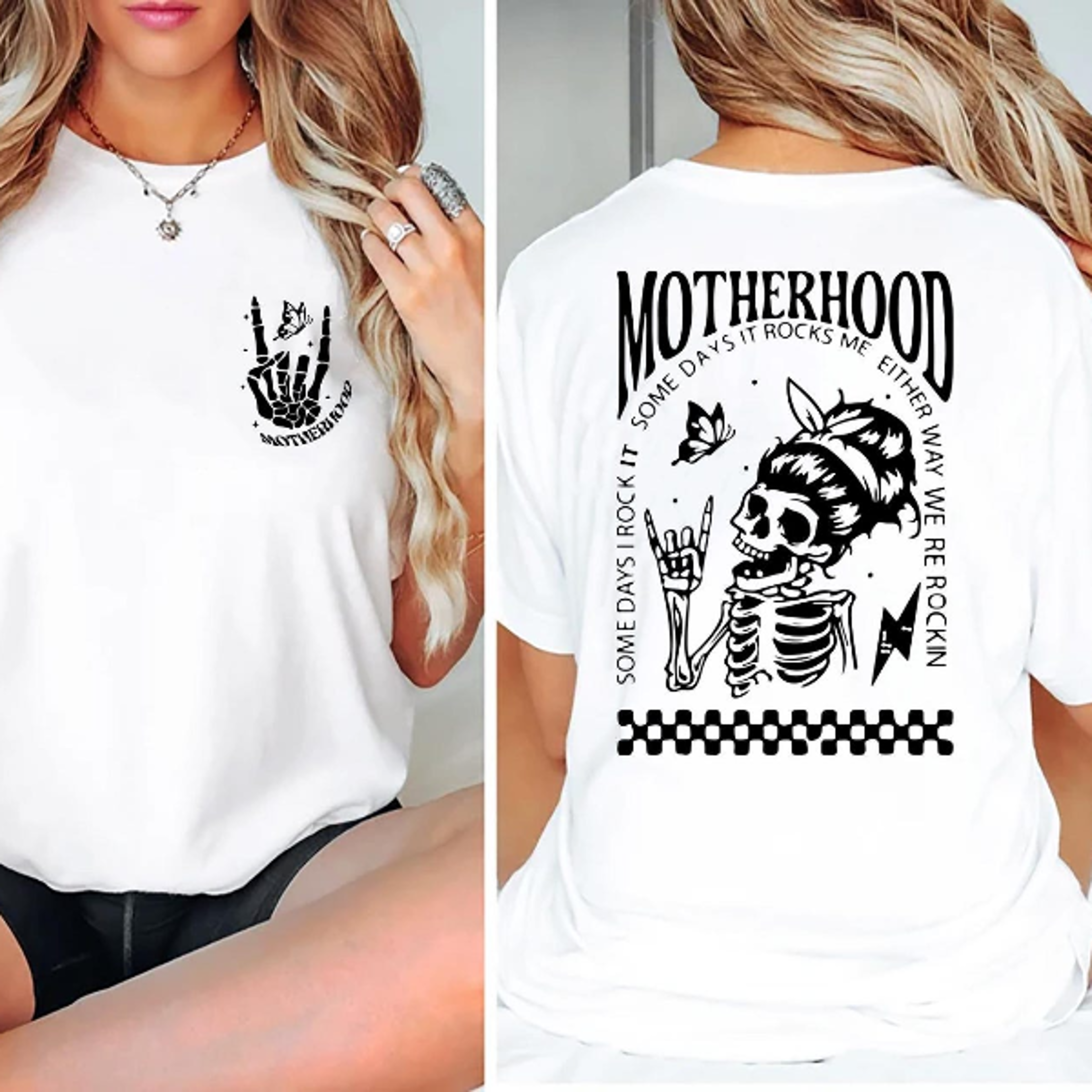 motherhood shirt cool mom skull graphic tee edgy mom outfit trendy gift