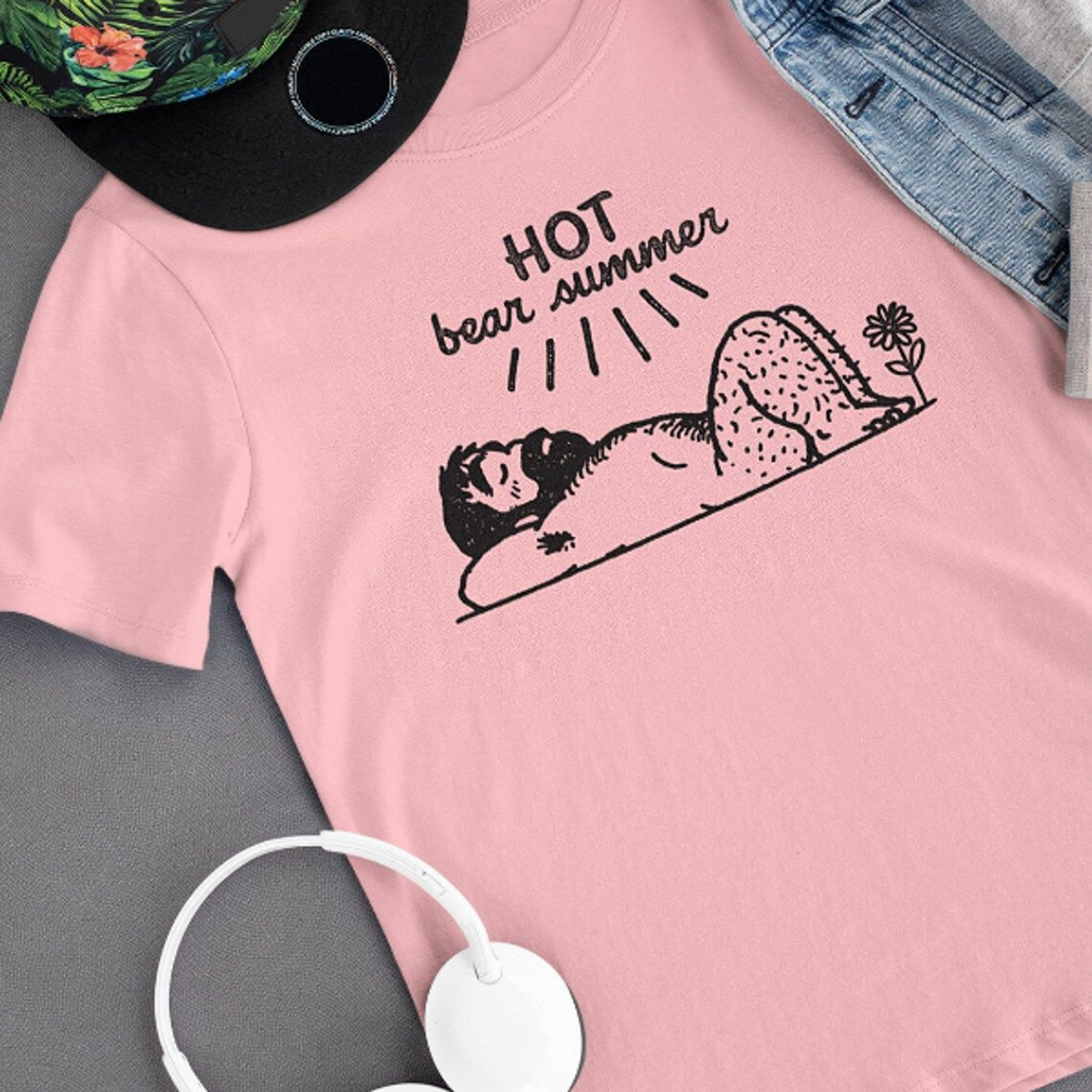 hot bear summer shirt funny bear graphic tee cute summer humor outfit