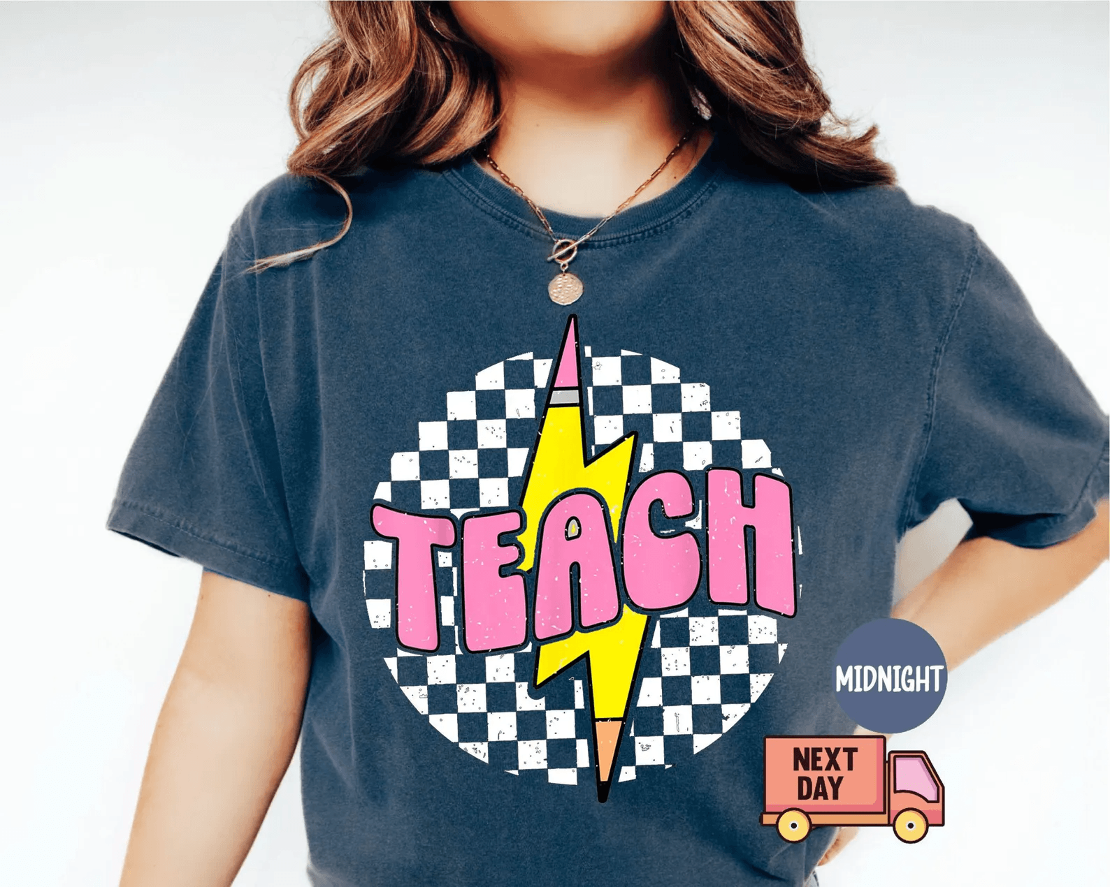 retro checkered teach shirt comfort colors back to school teacher appreciation tee