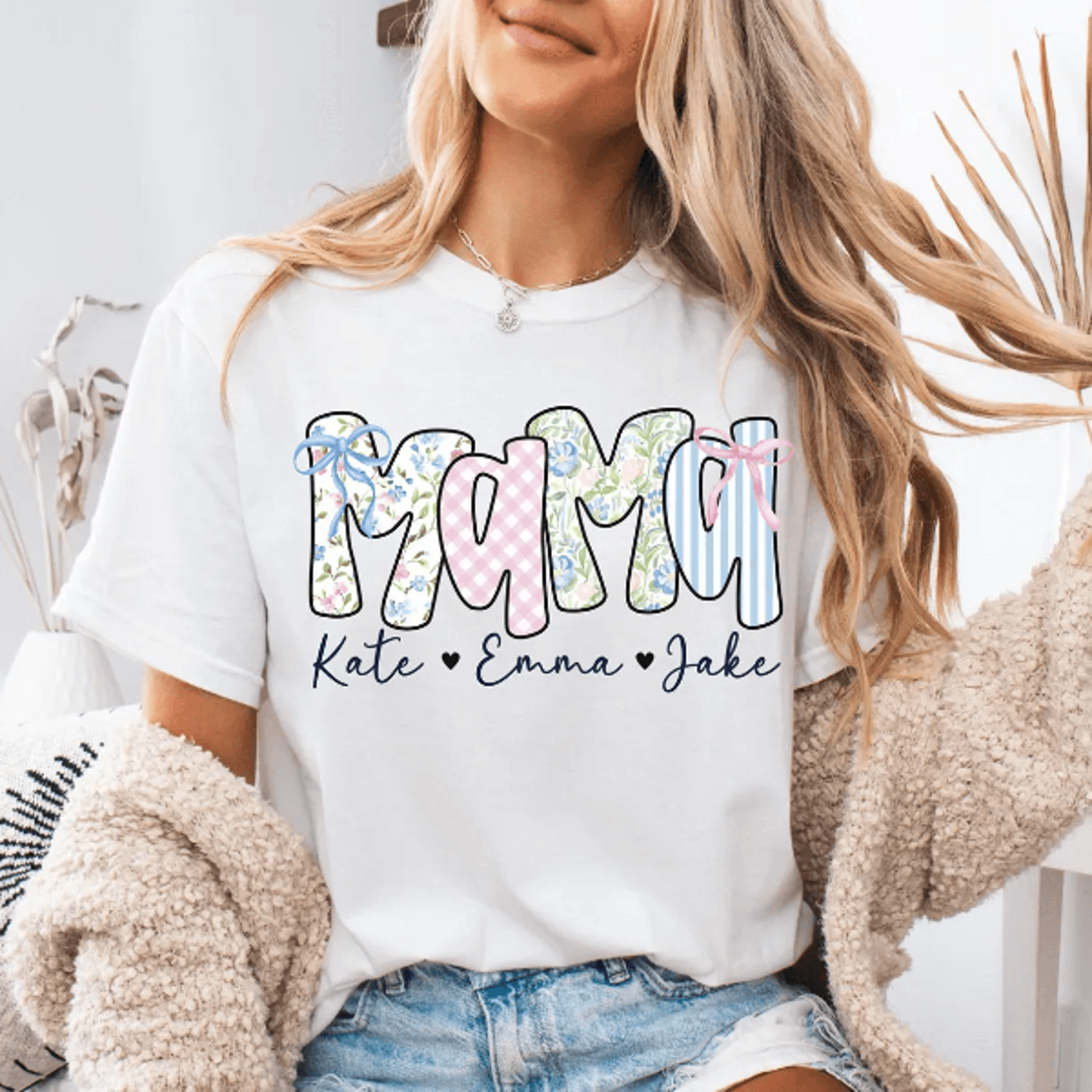 personalized mama shirt with kids names comfort colors coquette mothers day gift tee