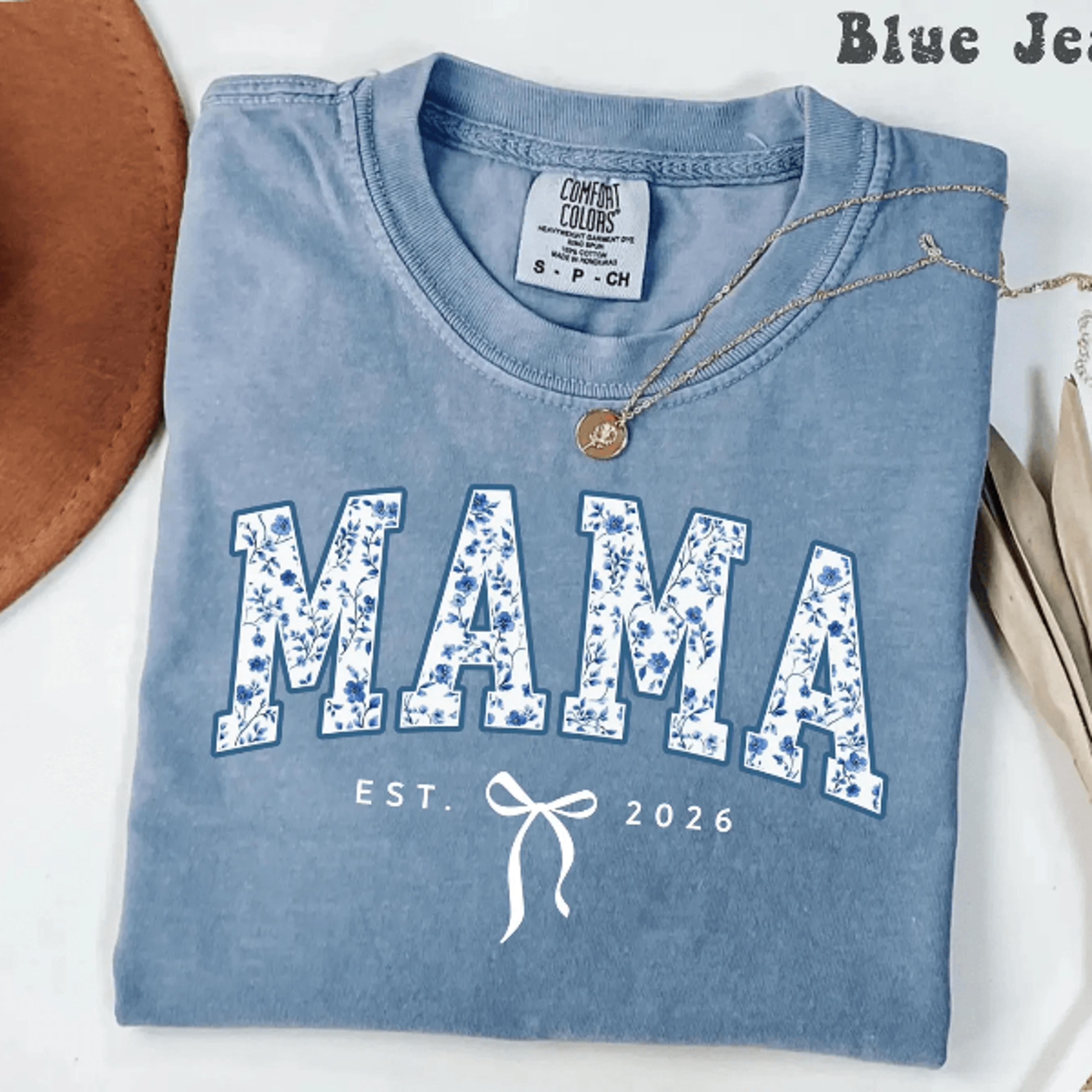 personalized mama shirt comfort colors blue toile floral est year coquette mom tee gift