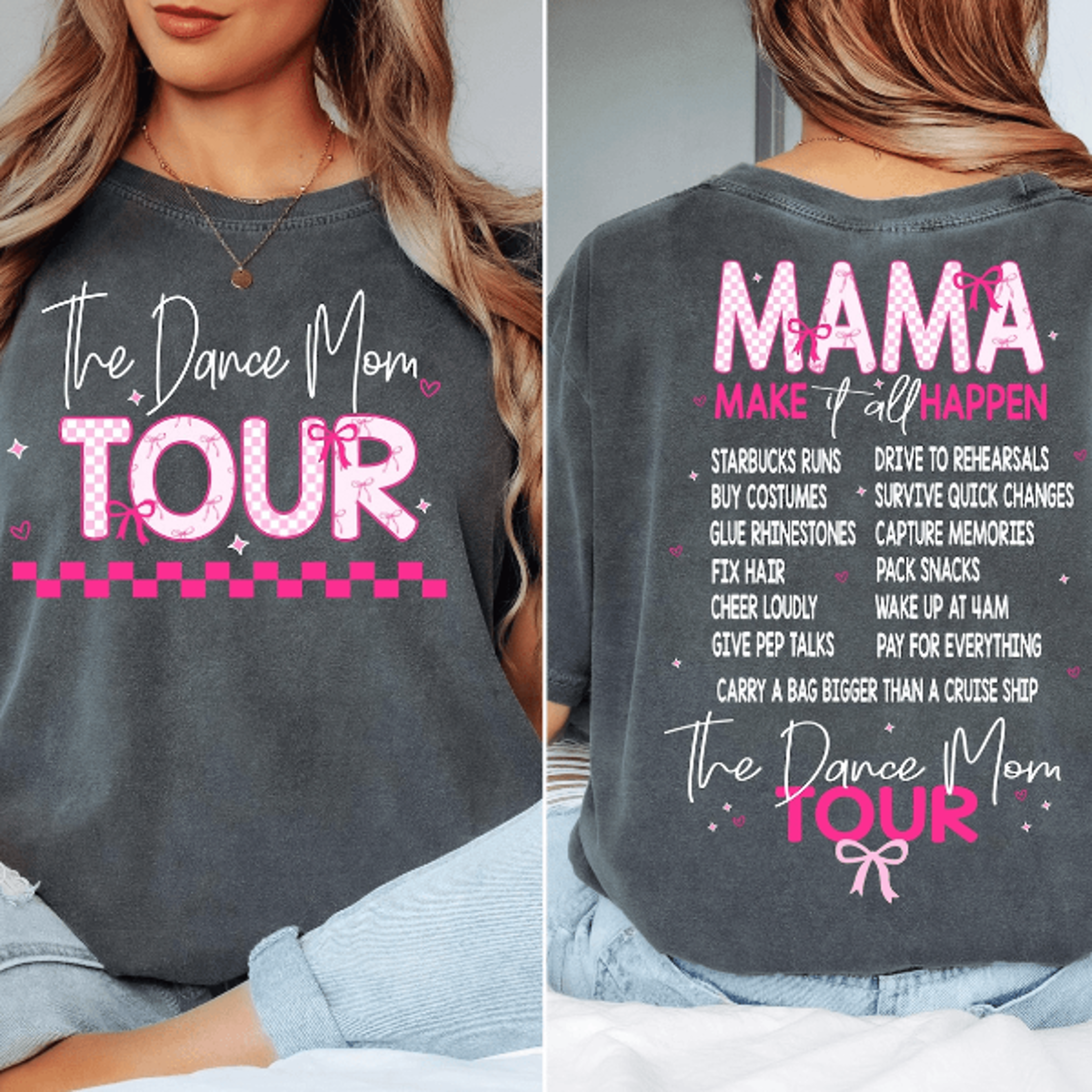 dance mom tour shirt comfort colors bow tee trendy dance mom gift