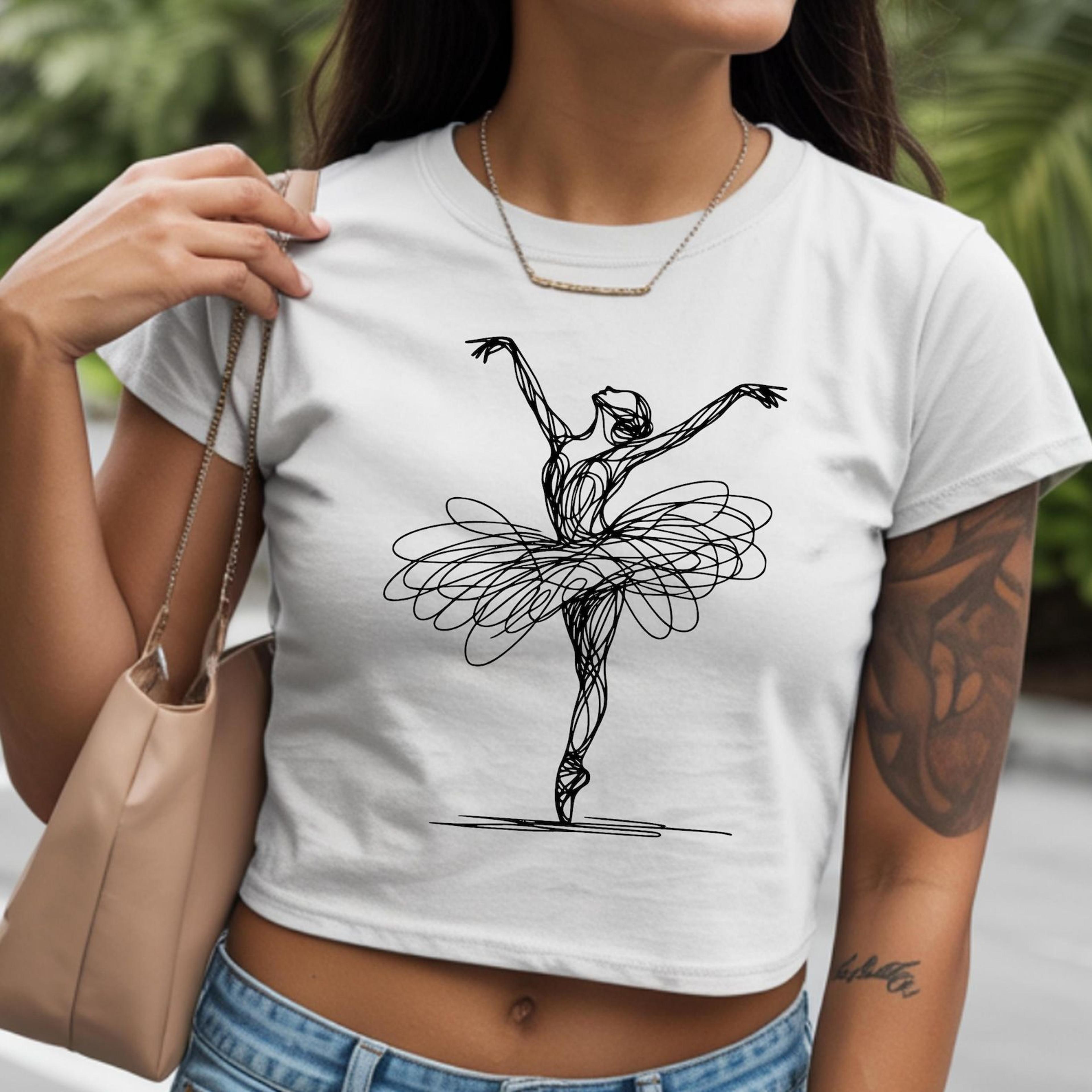 ballerina line art shirt minimalist ballet dancer graphic tee aesthetic dance t-shirt