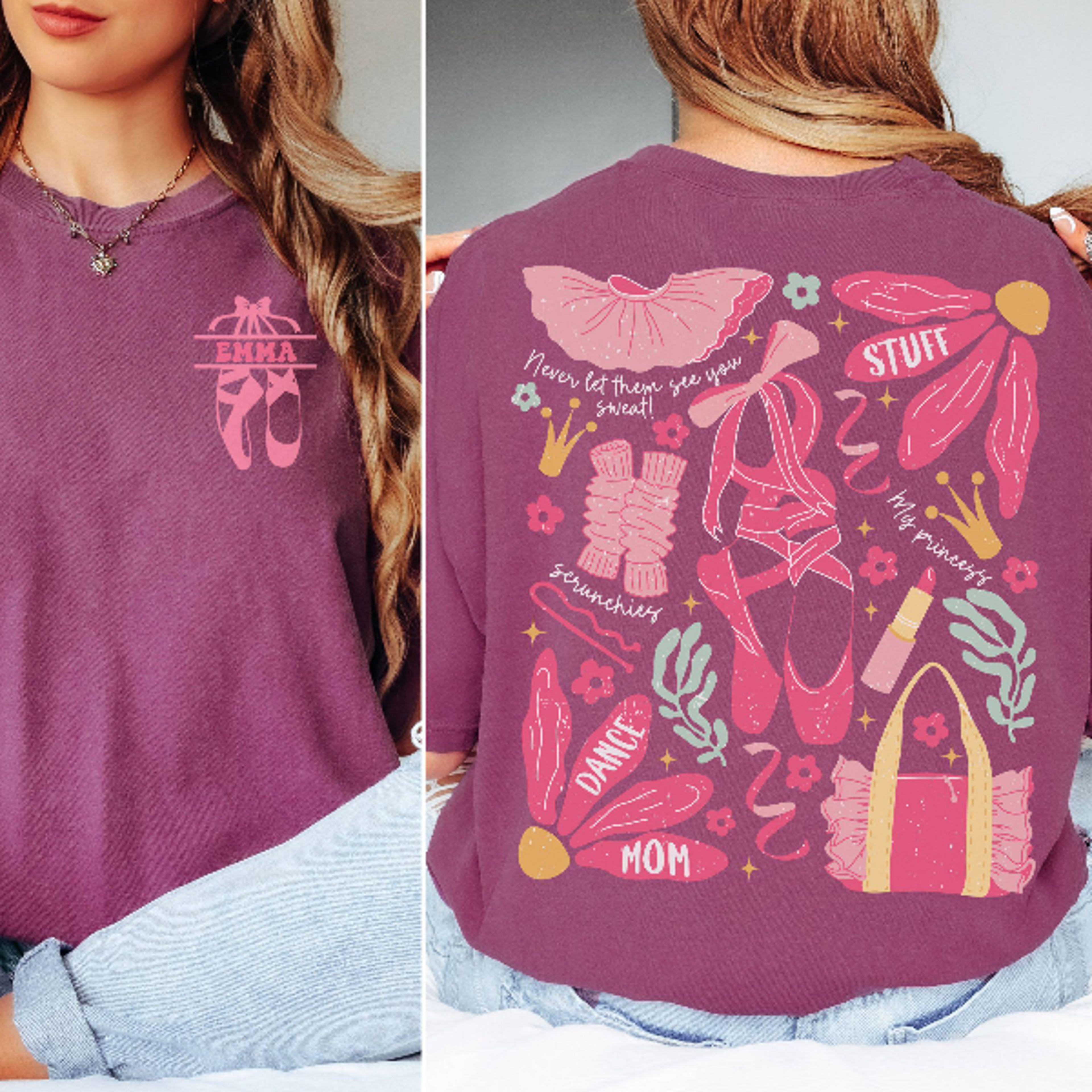 dance mom essentials shirt trendy back print graphic tee cute recital mom t-shirt