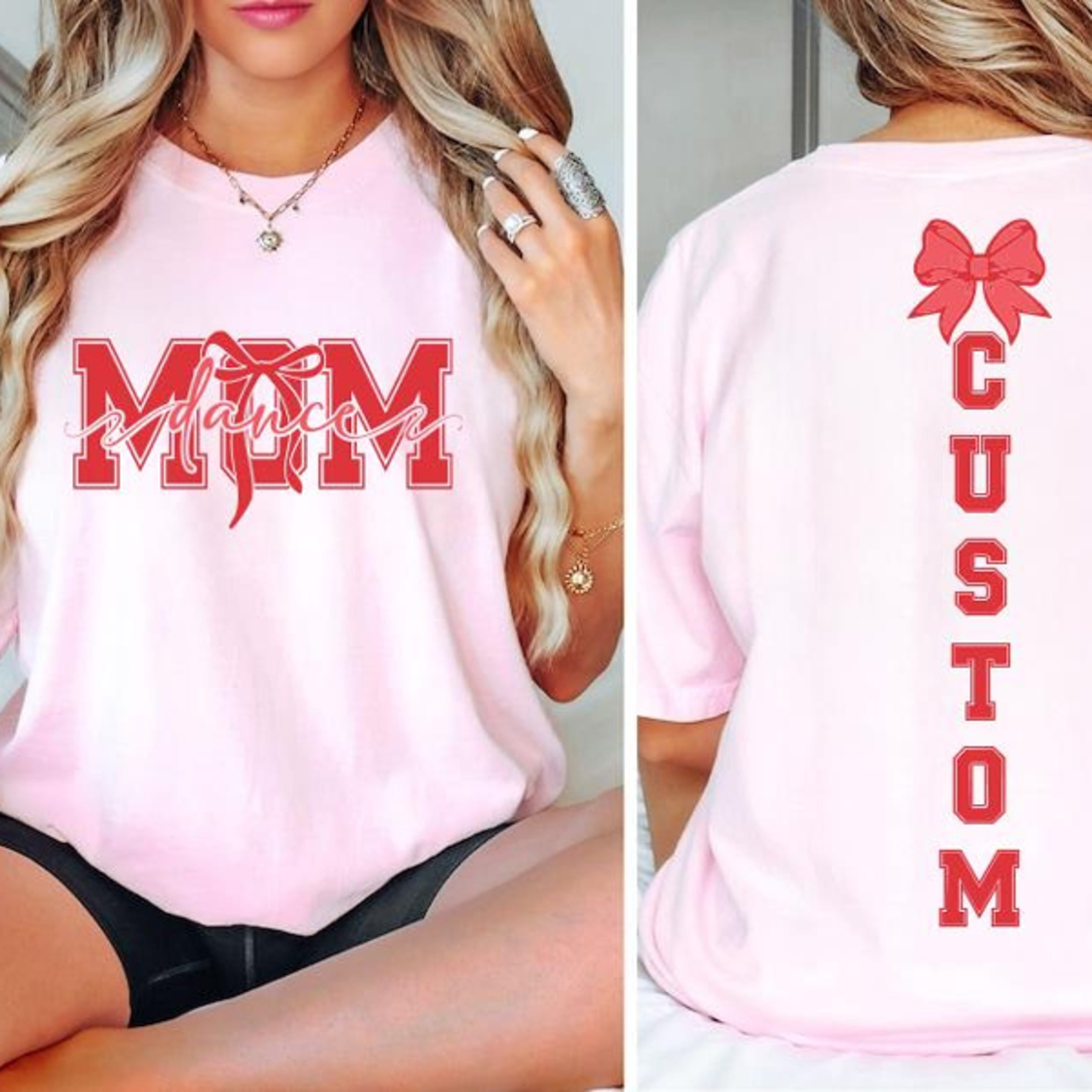 custom dance mom shirt, comfort colors personalized mom ballet shirt, dance mama gift tee, dance mom bow shirt