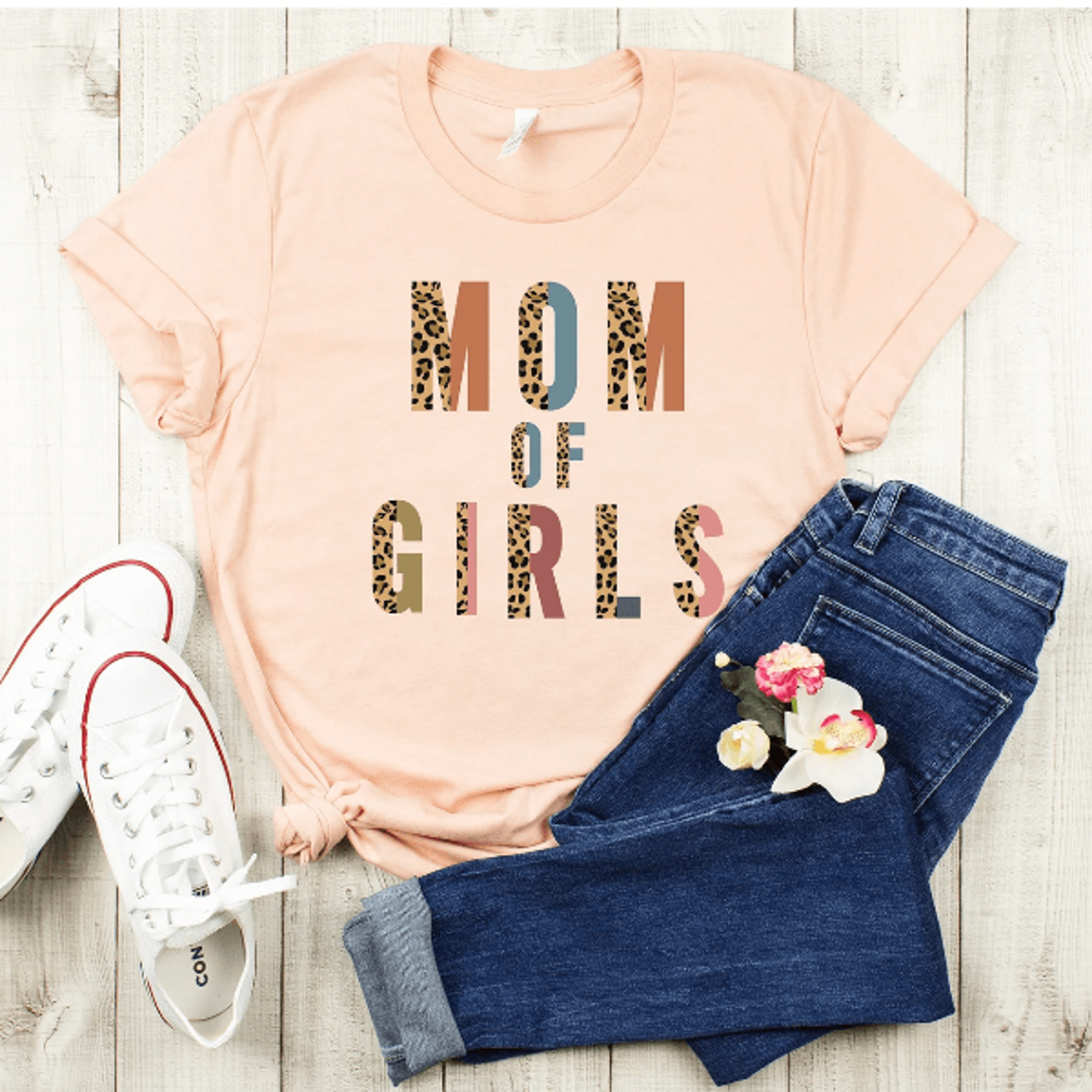 mom of girls shirt leopard print cute mom tee mothers day gift for mom