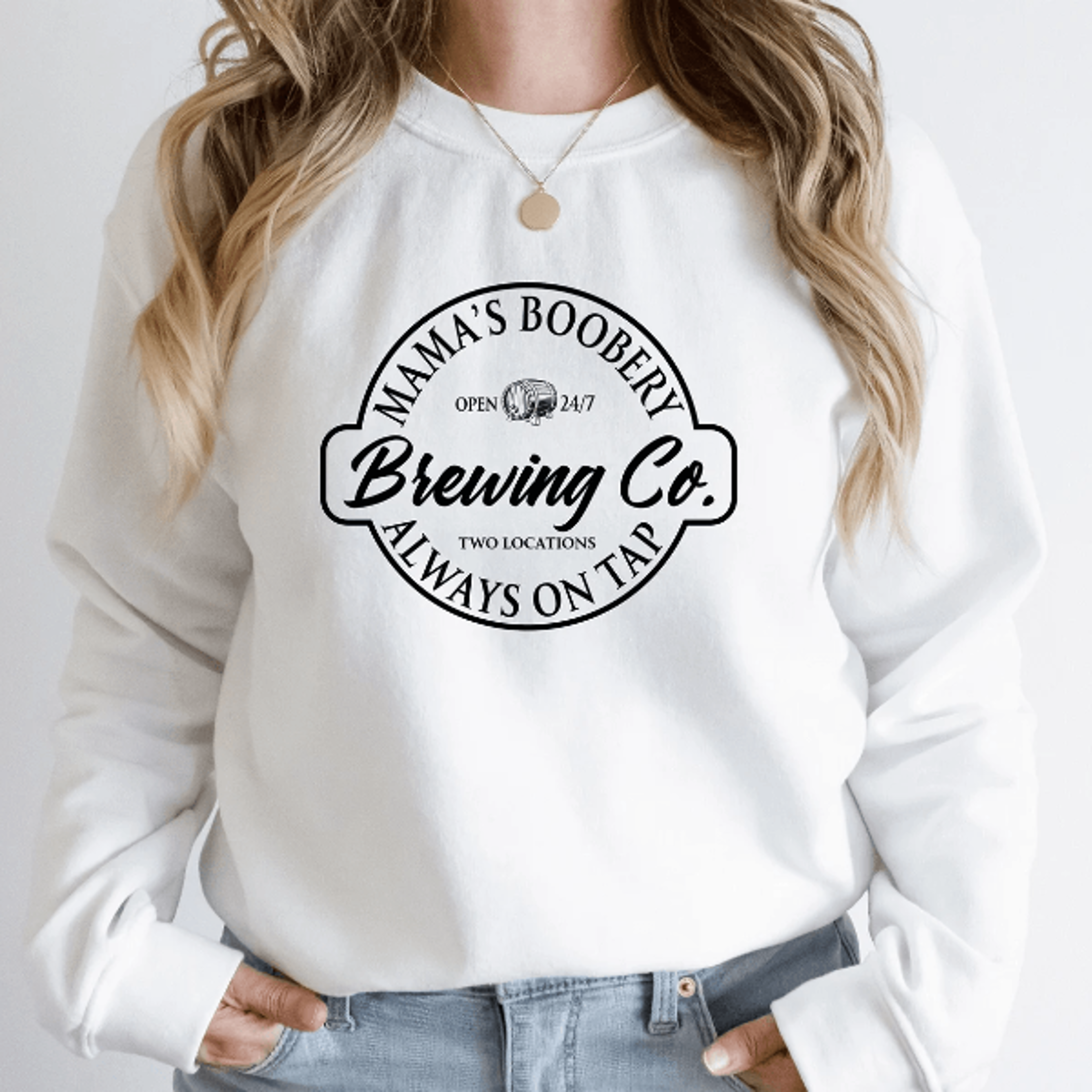 mamas boobery brewing co sweatshirt funny breastfeeding mom gift cozy crewneck