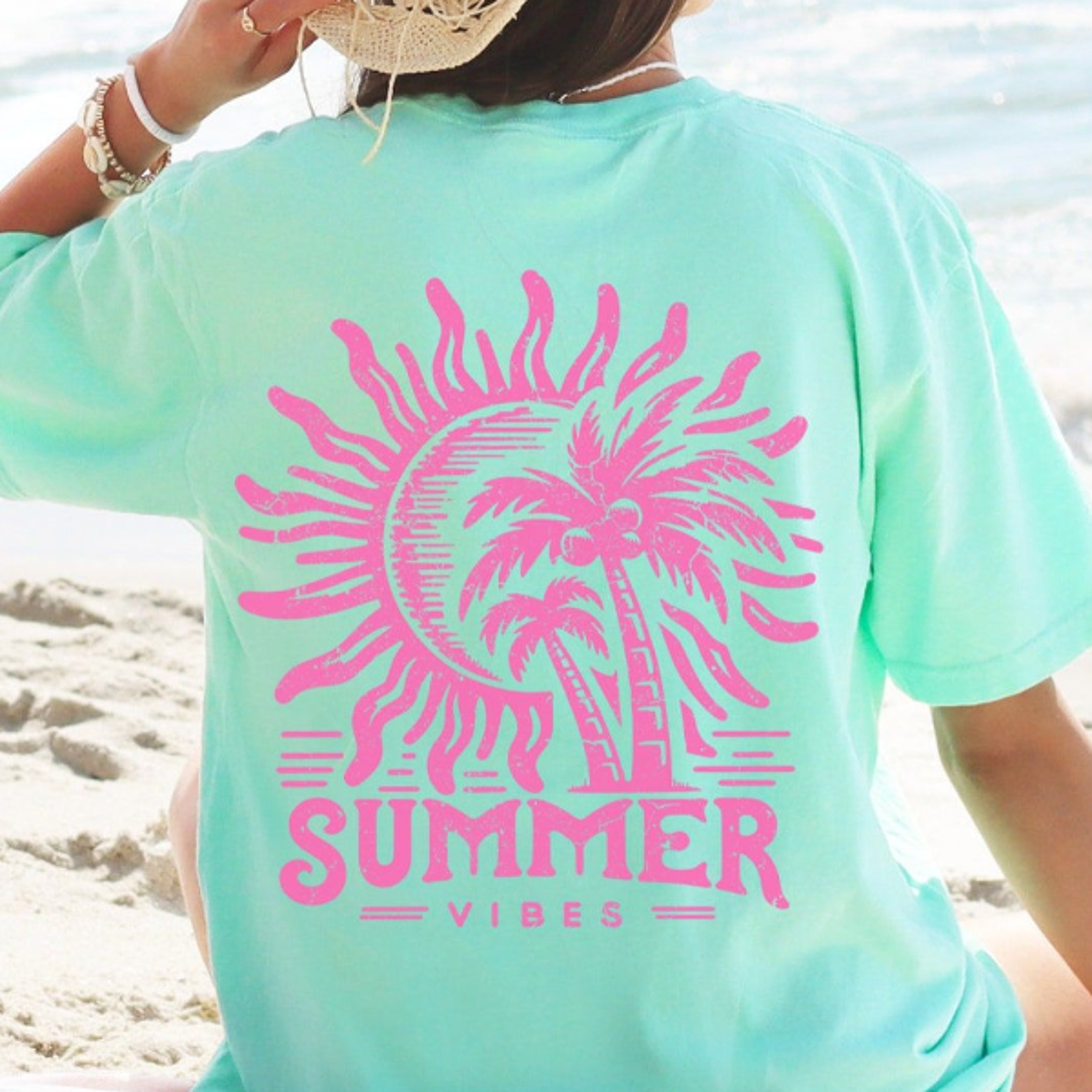 Summer Vibes Retro Front Back Beach TShirt