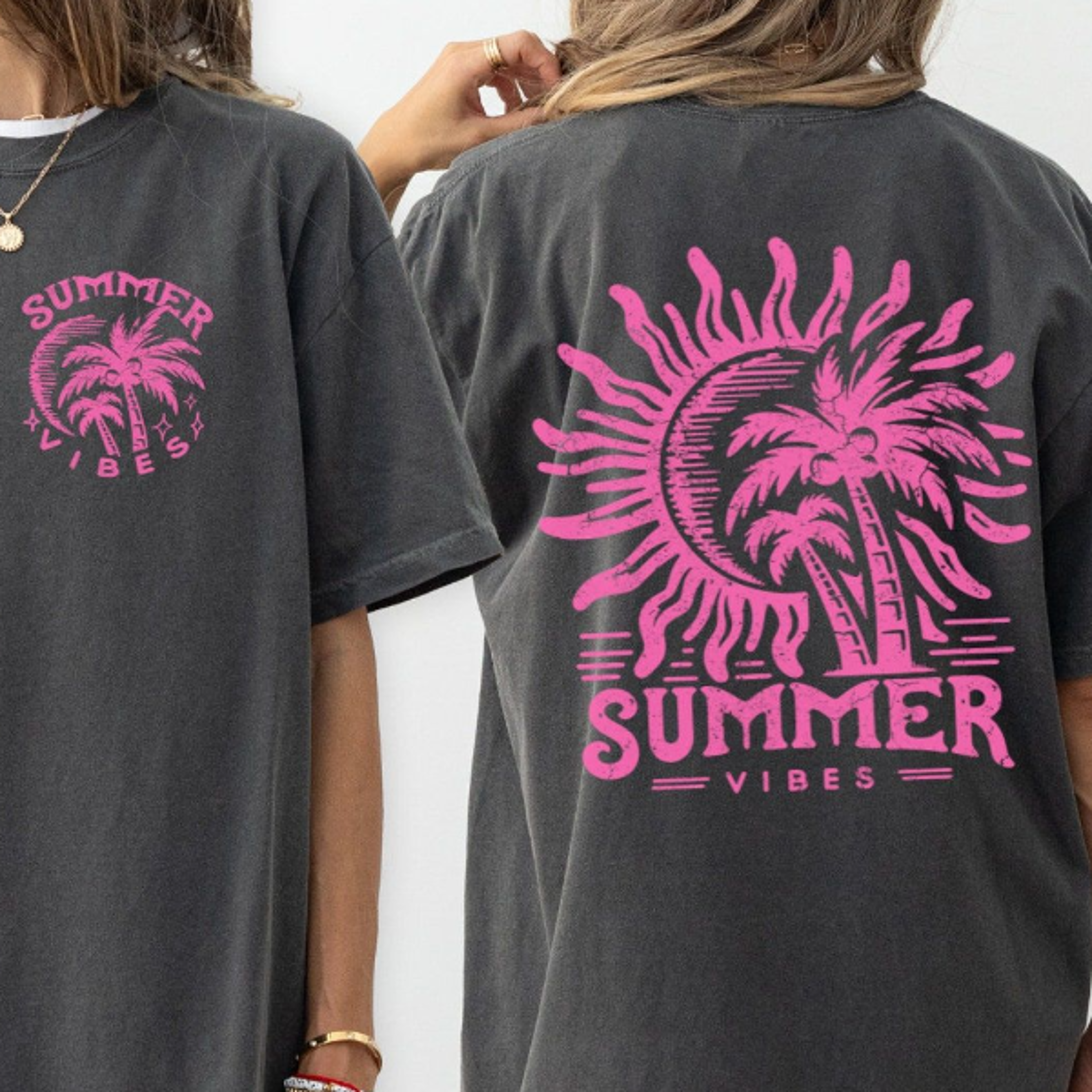 Summer Vibes Retro Front Back Beach TShirt