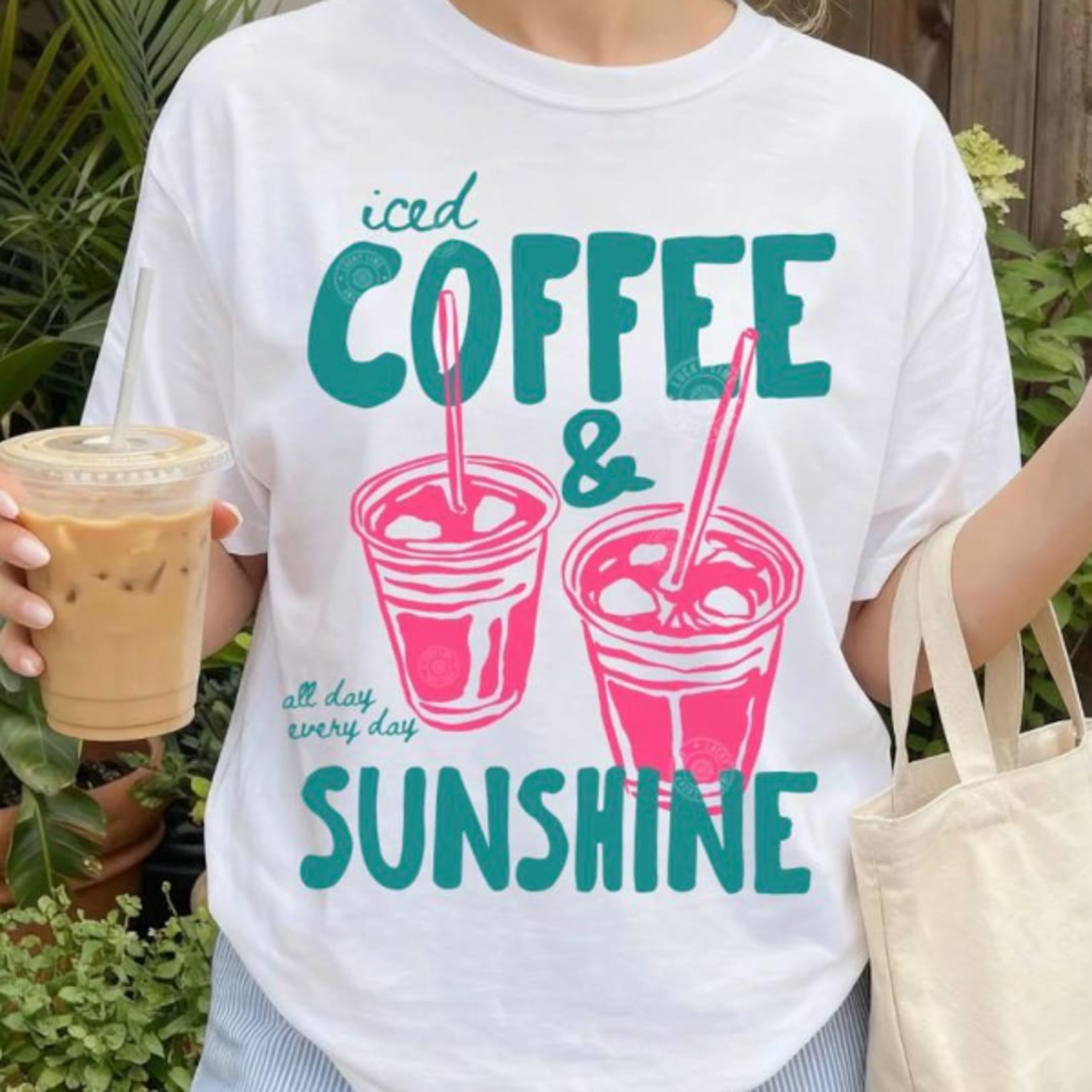 iced coffee and sunshine shirt, iced coffee shirt, coffee lover gift, summer graphic tee, summer vibes shirt, coffee tsh