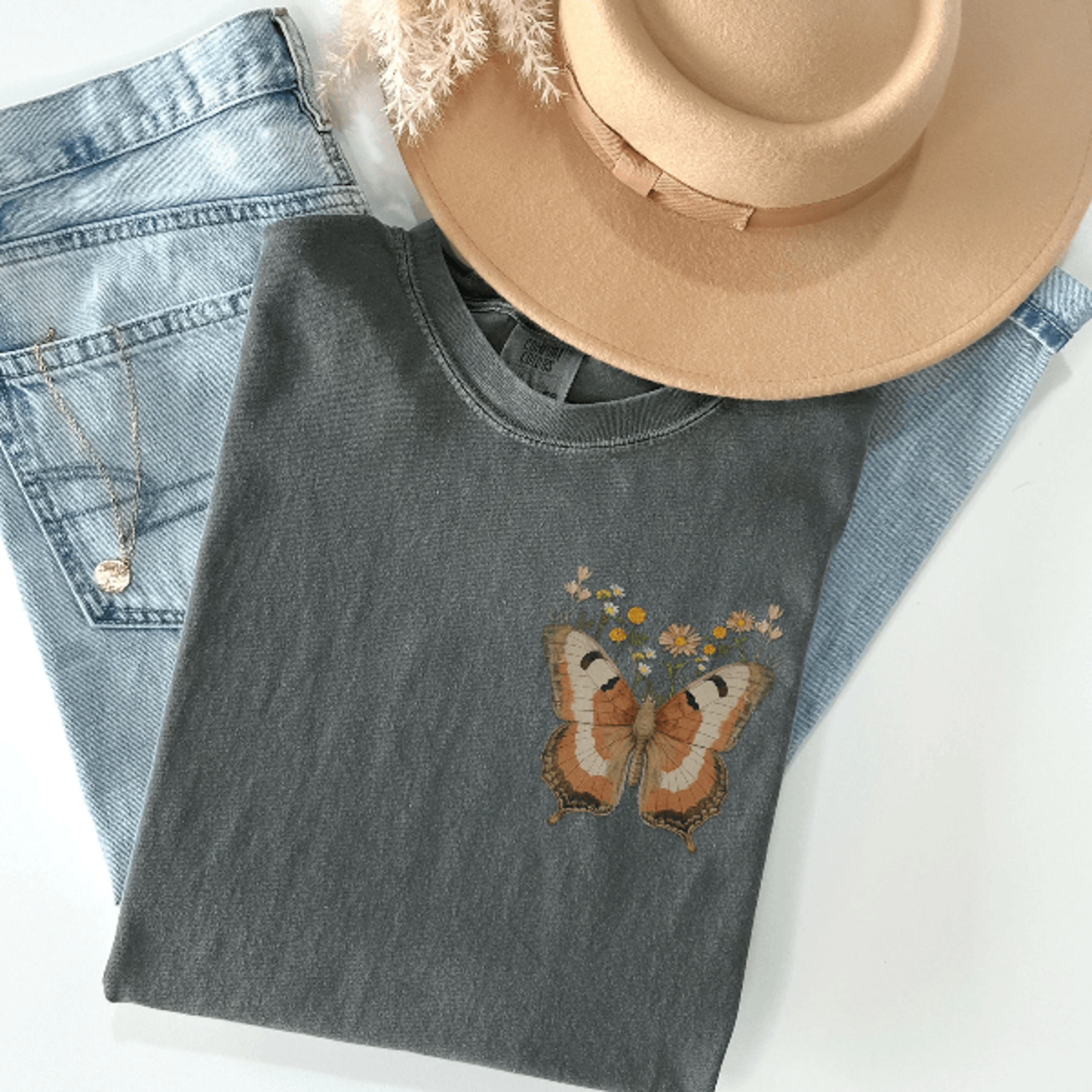 vintage butterfly t-shirt botanical tee aesthetic butterfly shirt for nature lovers