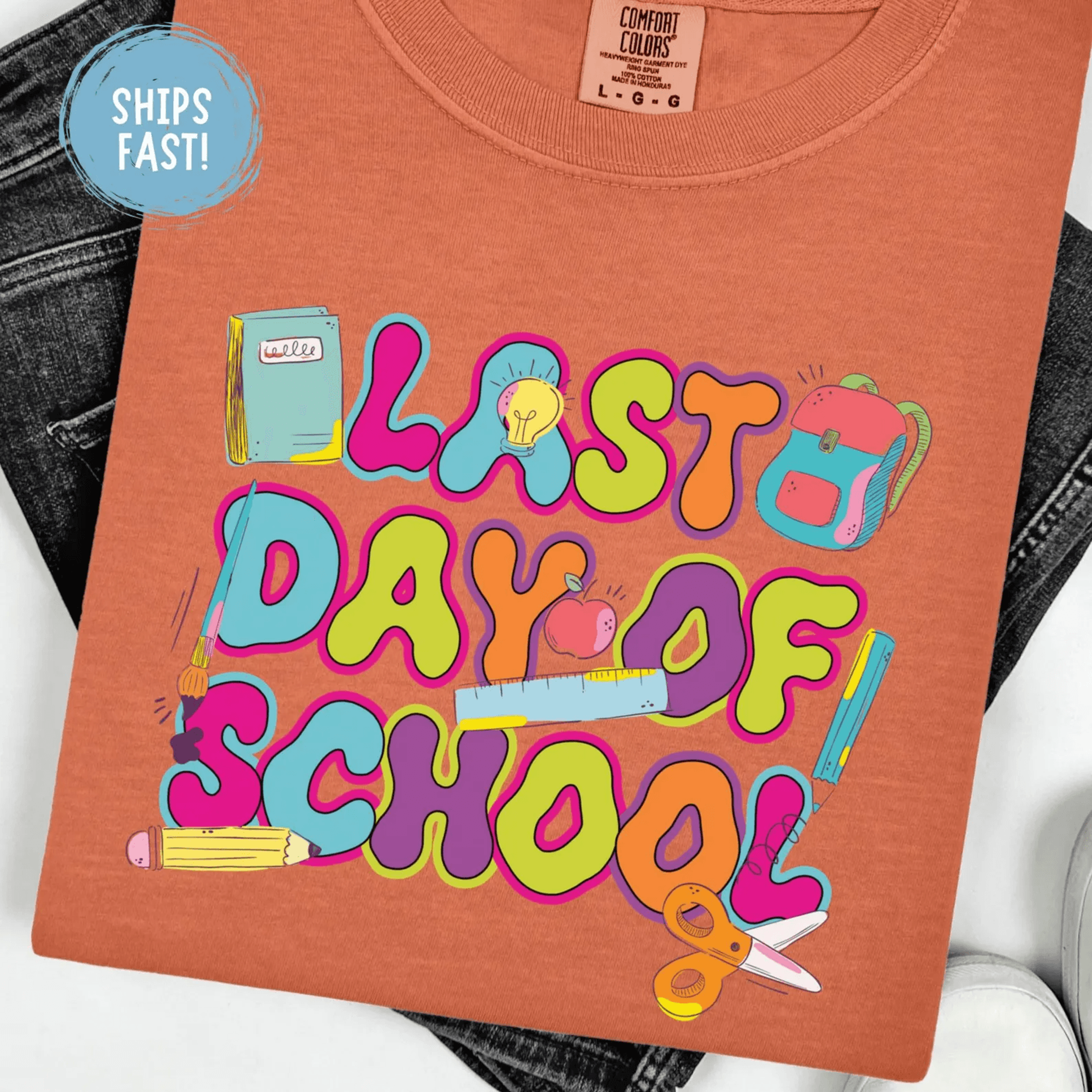 comfort colors last day of school teacher shirt | preppy teacher summer appreciation tee