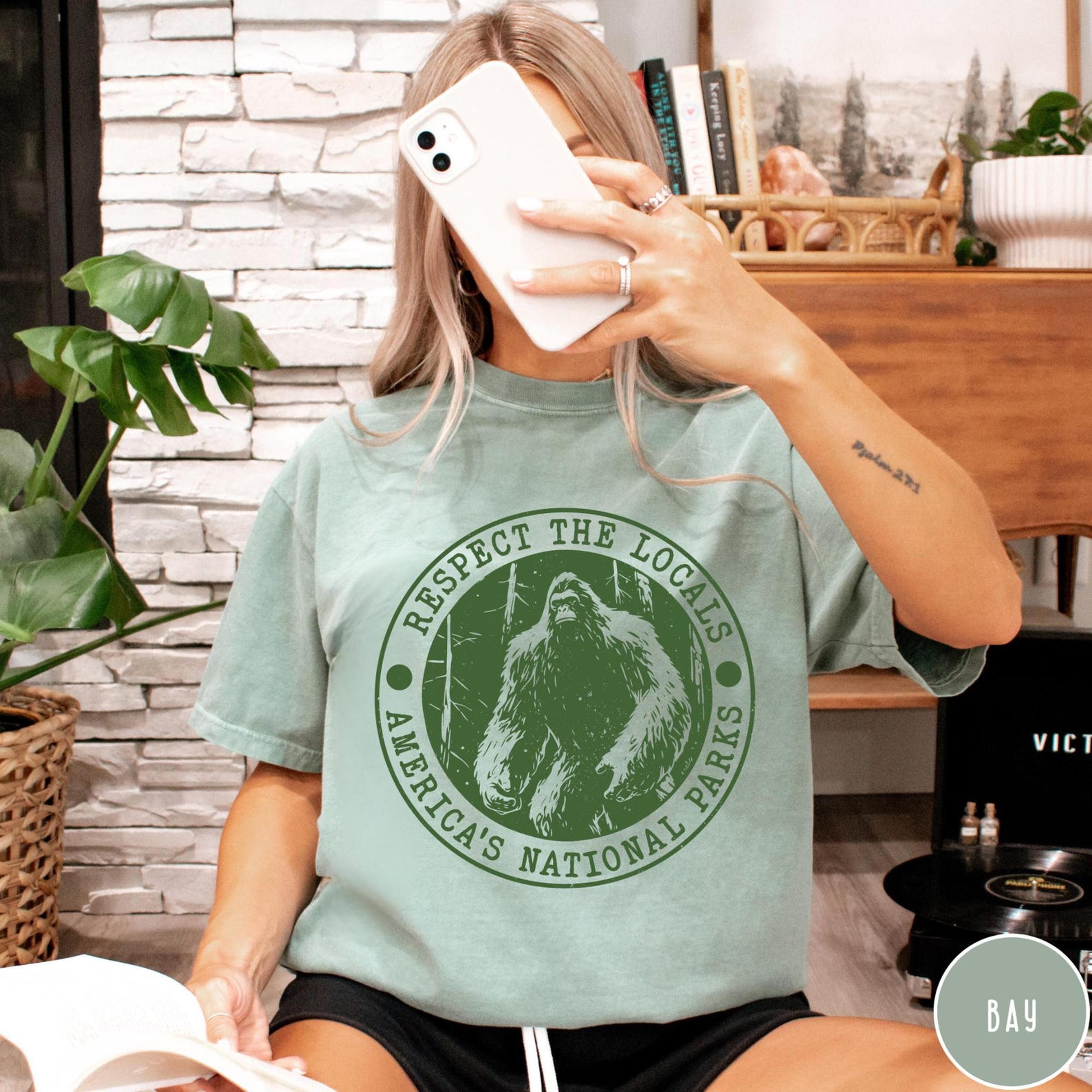 respect the locals comfort colors t-shirt, unisex bigfoot shirt, funny national park shirt, vintage retro nature shirt