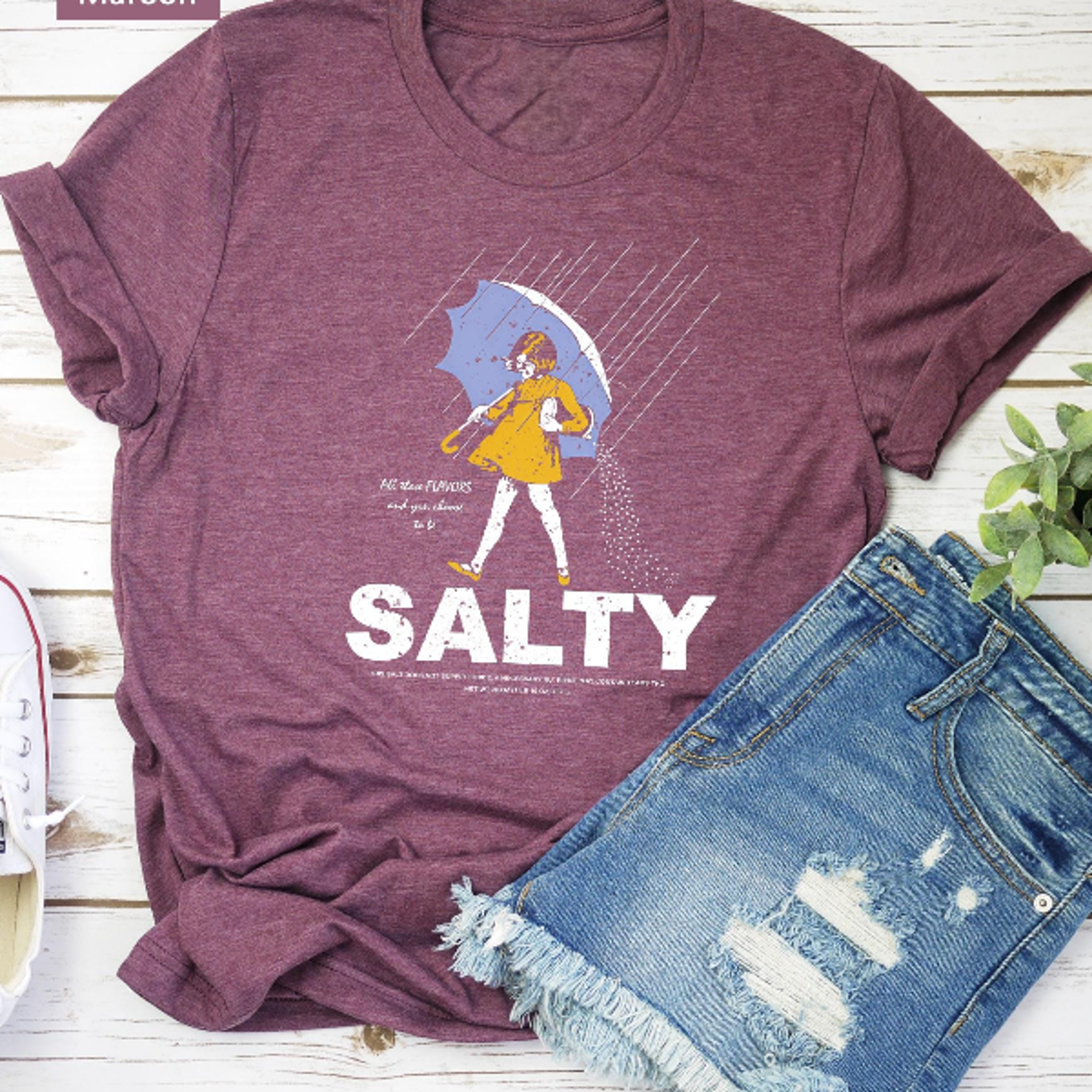 salty girl tee women's vintage cotton blend t-shirt