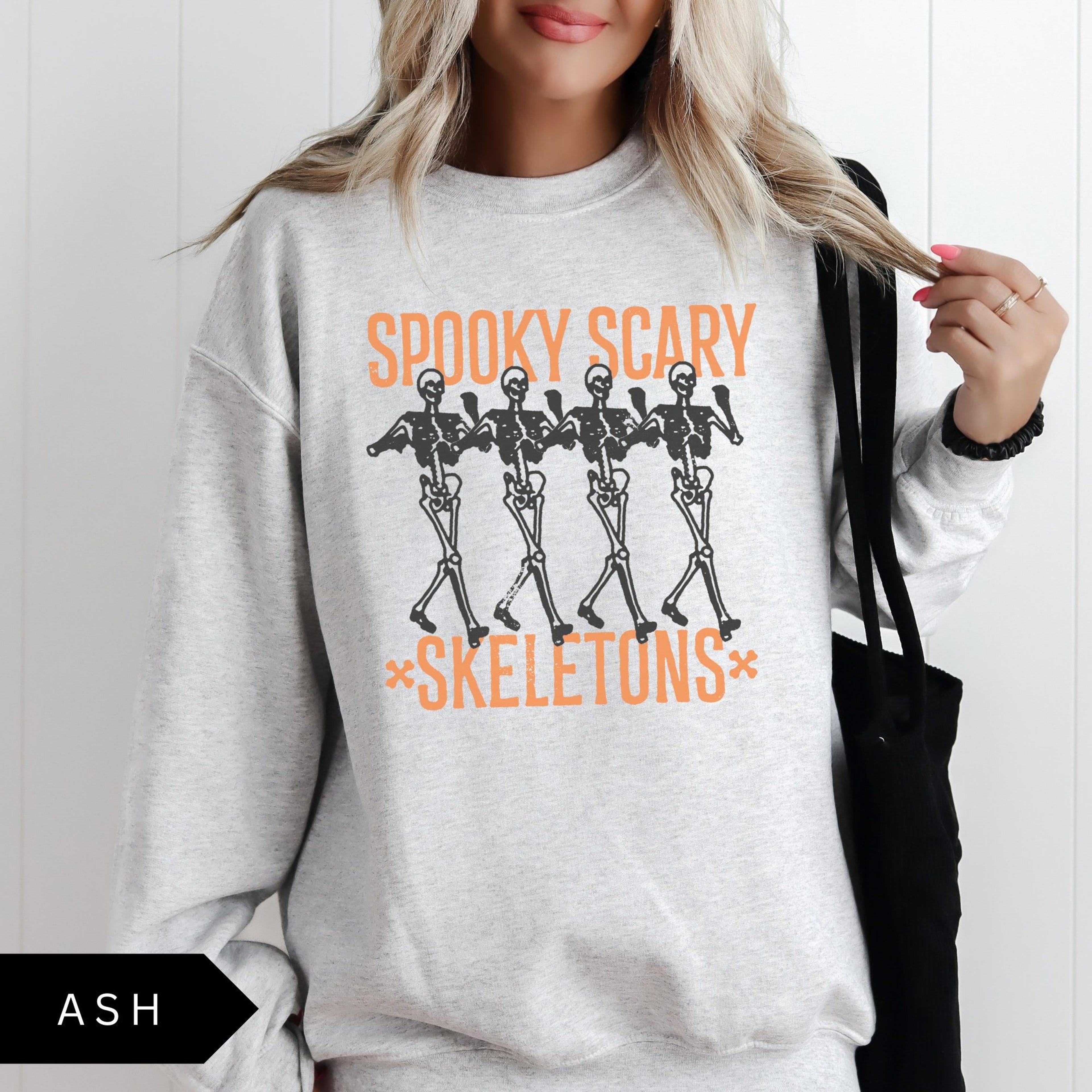 spooky scary skeletons sweatshirt, retro halloween shirt, skeletons sweatshirt, halloween aesthetic, vintage halloween