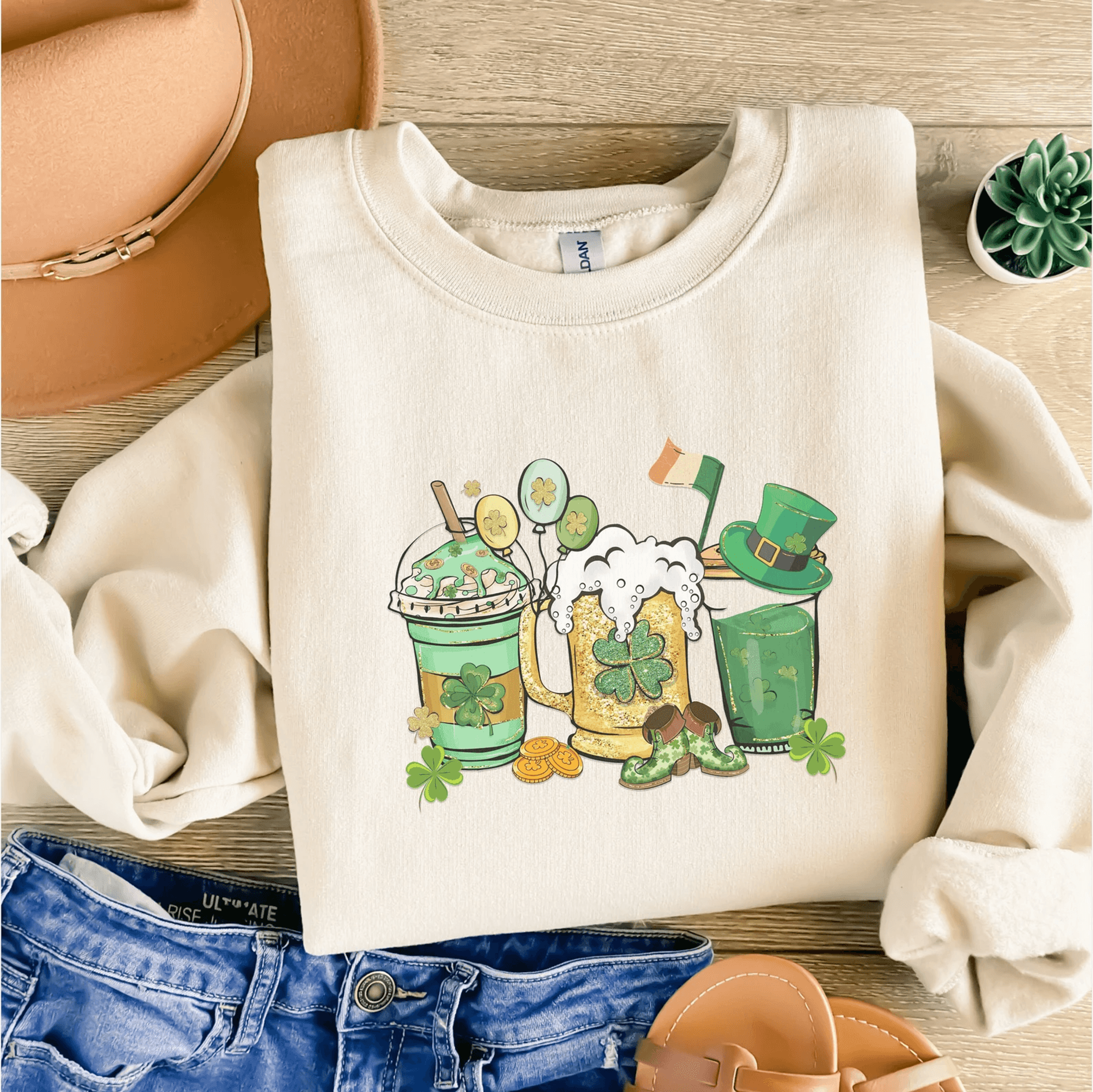 cute lucky sweatshirt happy shamrock st. patricks day teacher crewneck