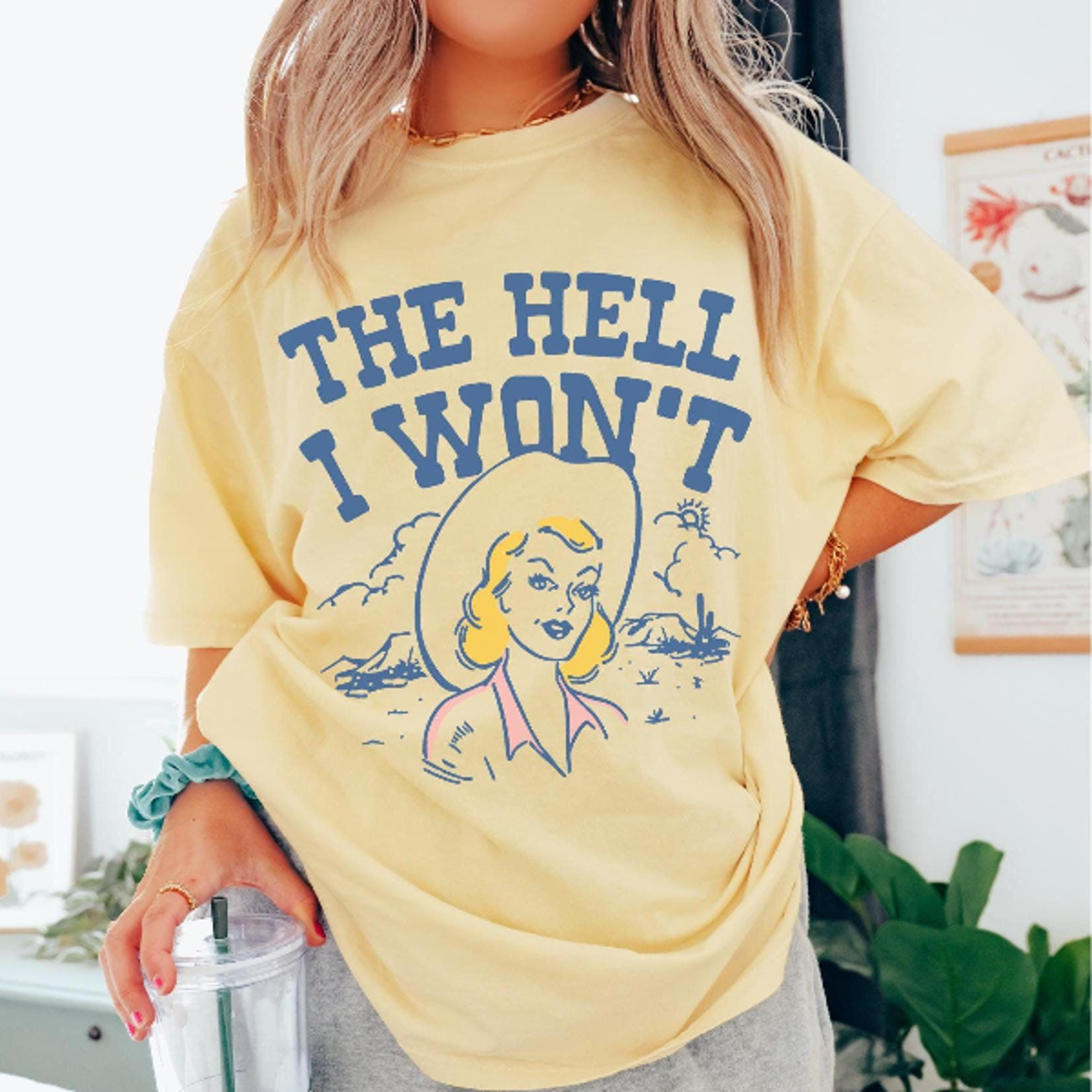 comfort colors the hell i won't tee, vintage western desert tee, southwest rodeo cowgirl t-shirt, feminist gift