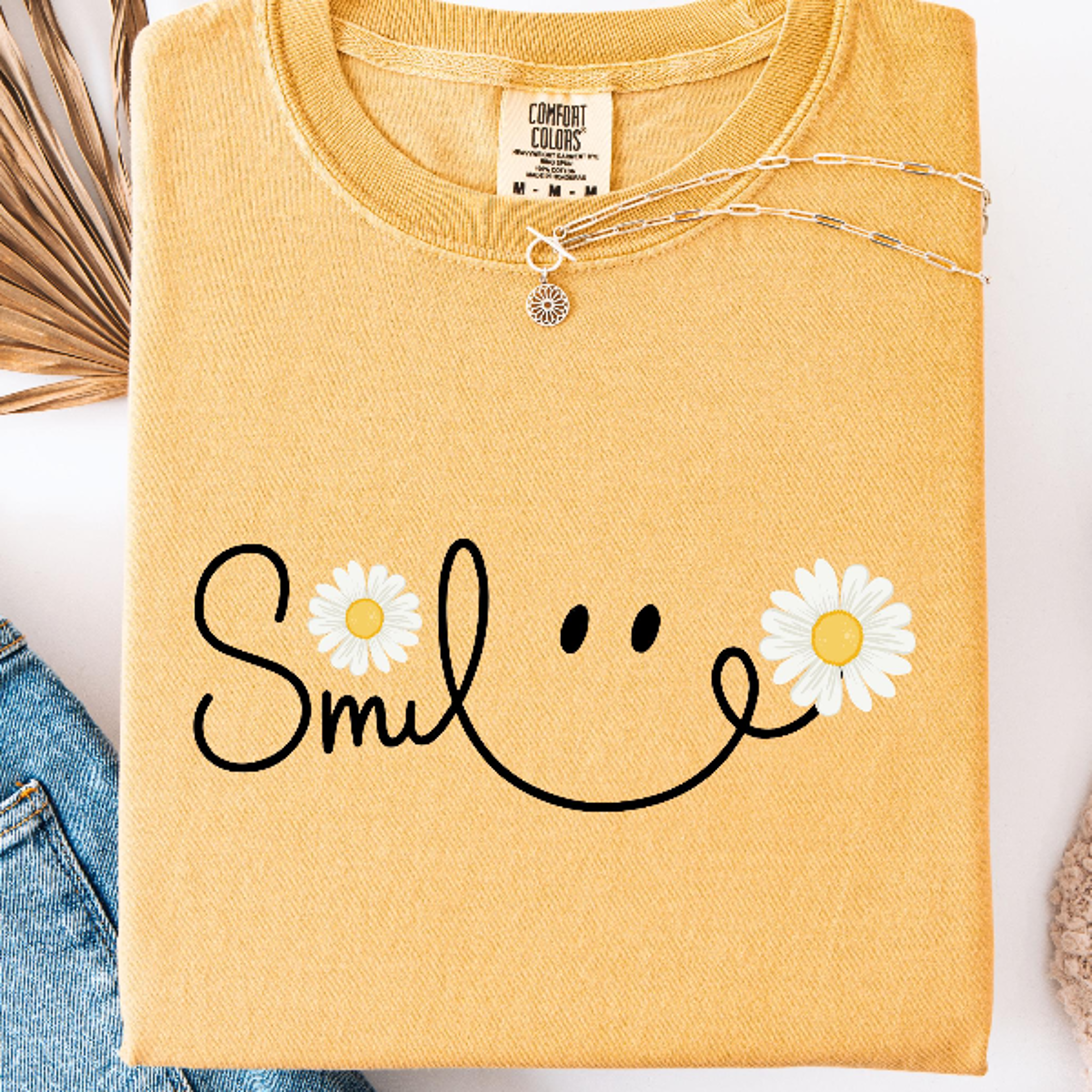 smiley daisy womens shirts, emoji smile tee for mom, comfort colors, trendy floral tee shirts