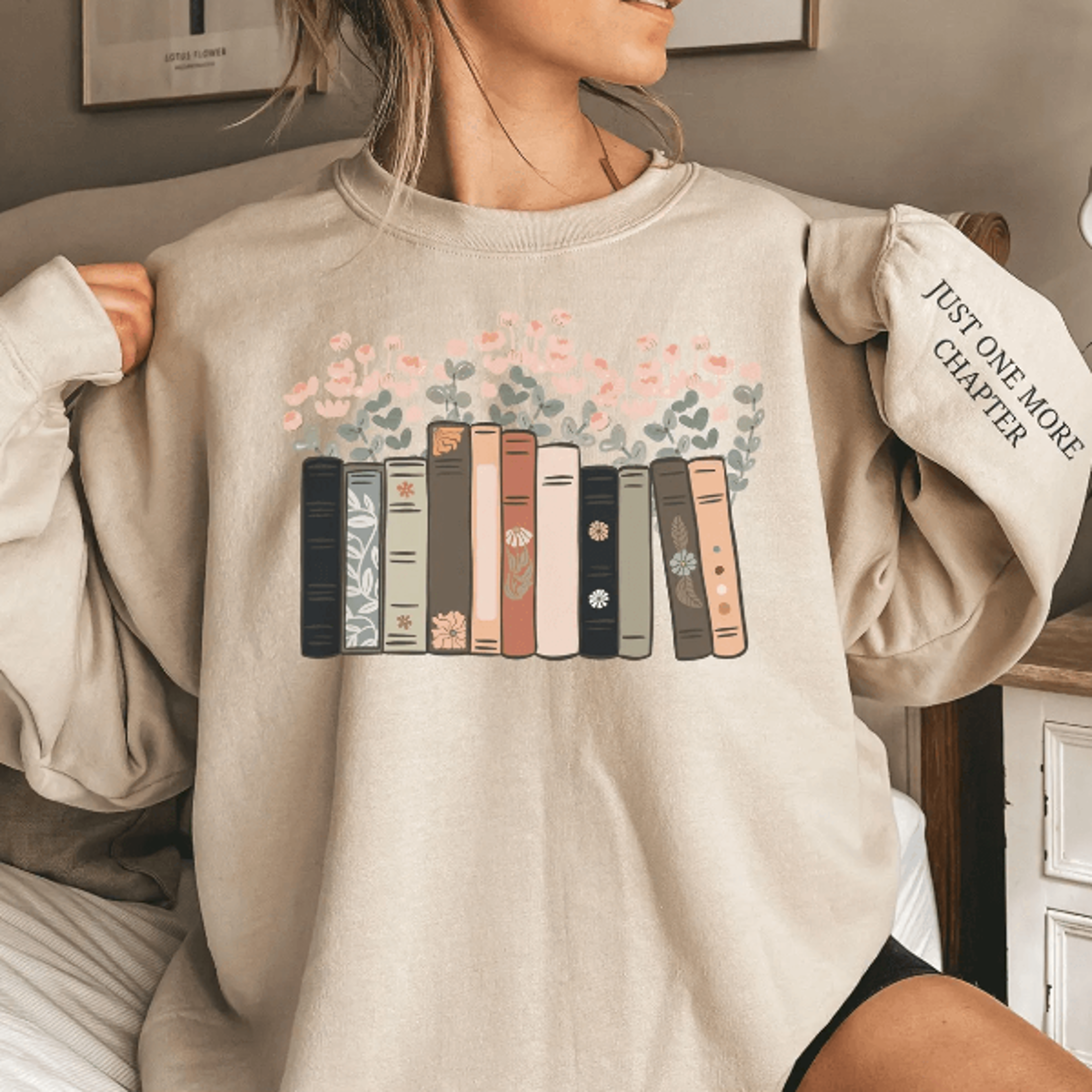 just one more chapter sweatshirt for women book lover reading crewneck cozy bookish pullover