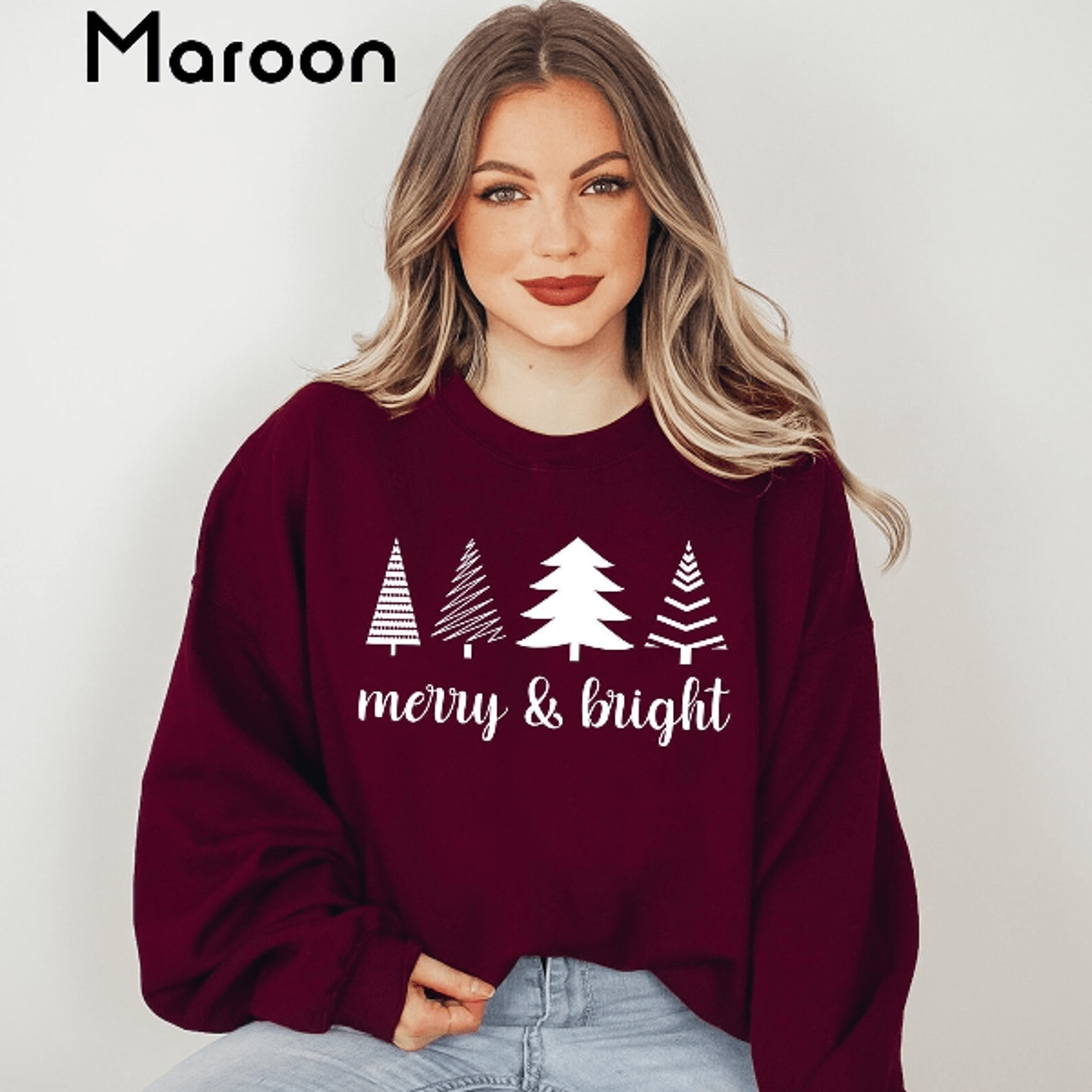 Merry And Bright Sweatshirt Retro Holiday Christmas Crewneck Pullover 1